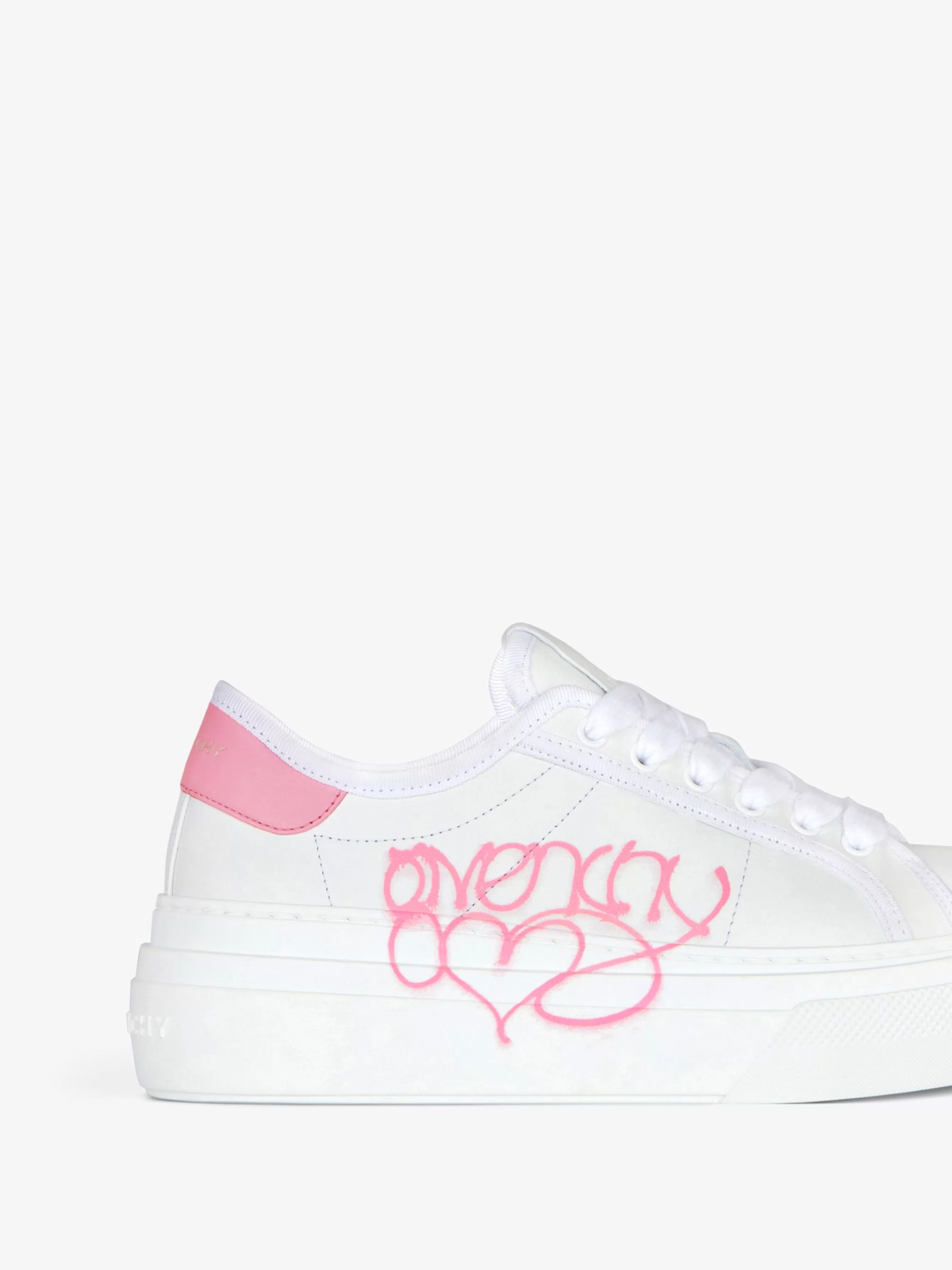 Sale GIVENCHY Shoes-City platform sneakers in leather with Love print