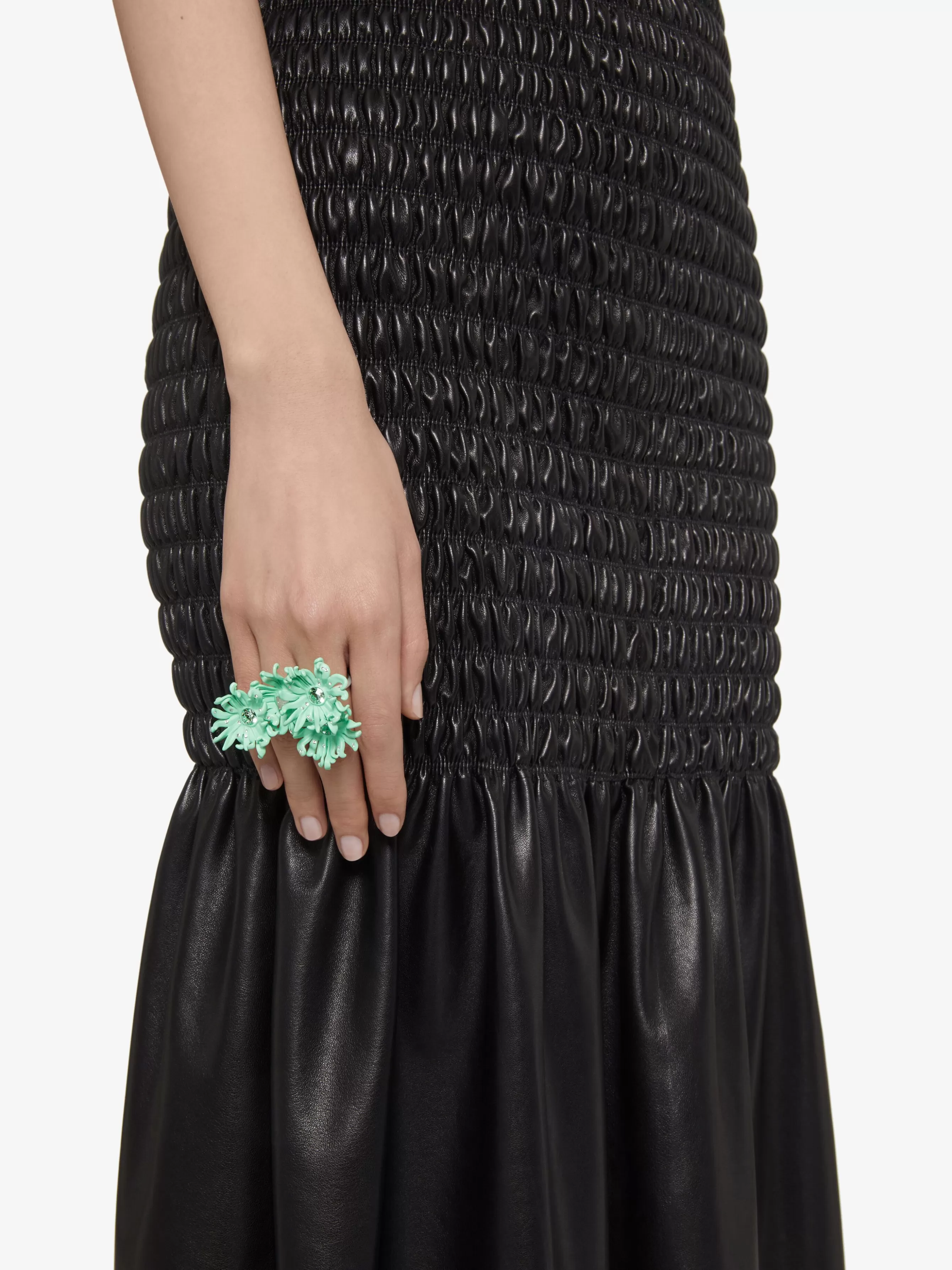 Sale GIVENCHY Jewels & Accessories-Daisy double fingers ring in metal and enamel with crystals