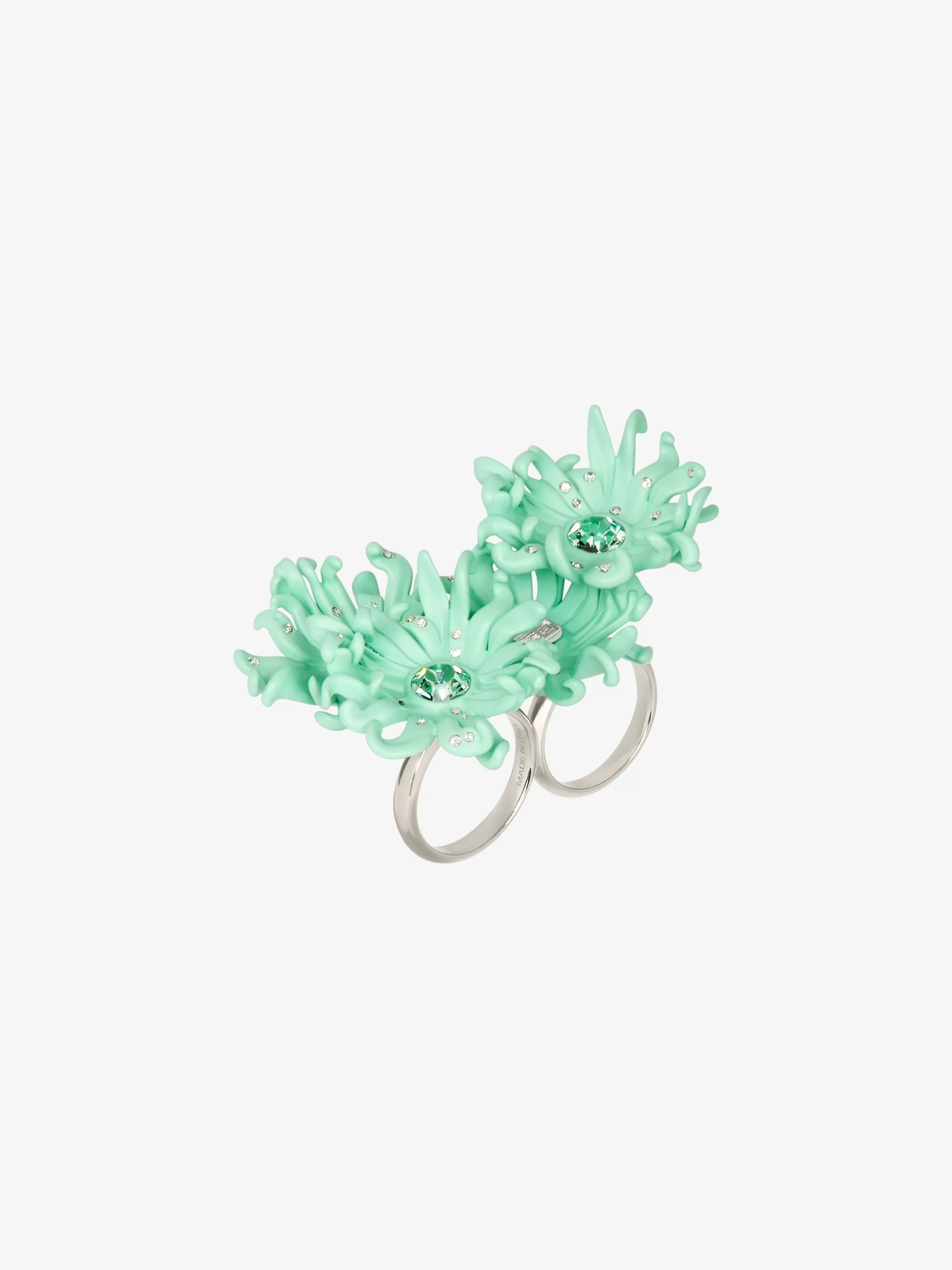 Sale GIVENCHY Jewels & Accessories-Daisy double fingers ring in metal and enamel with crystals