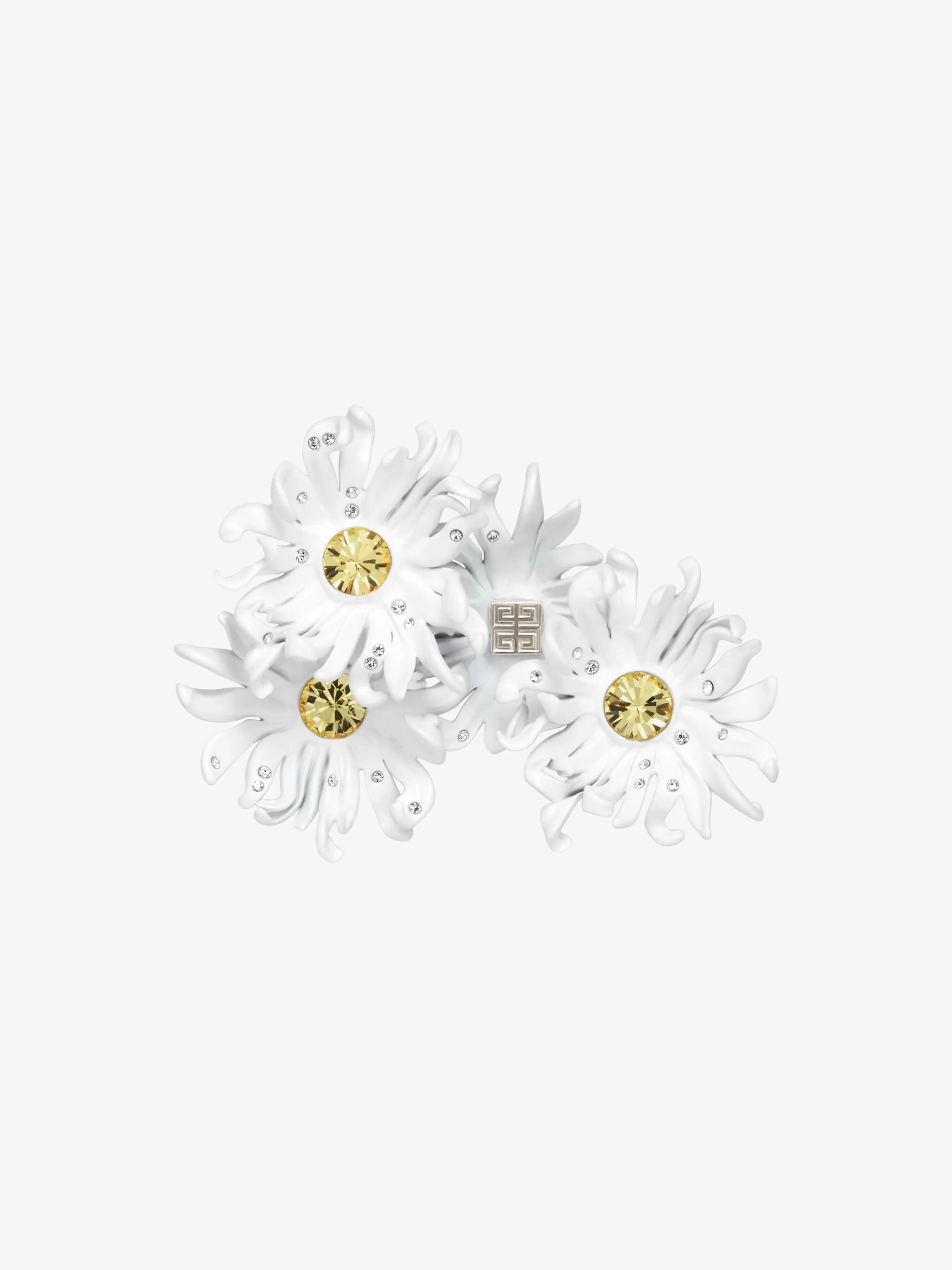 Sale GIVENCHY Jewels & Accessories-Daisy double fingers ring in metal and enamel with crystals