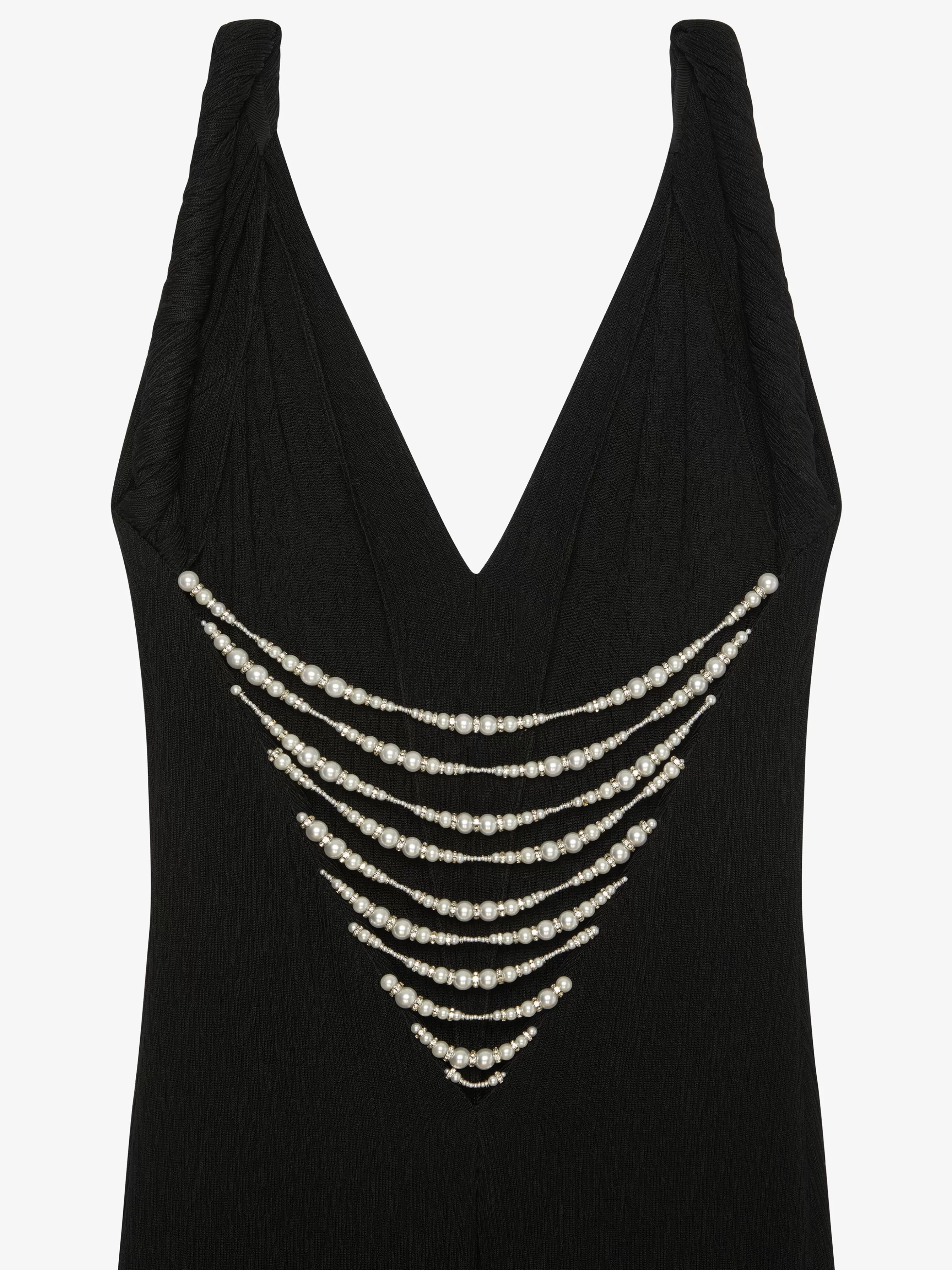 GIVENCHY Dresses-Dress with twisted straps in jersey with pearls and crystals