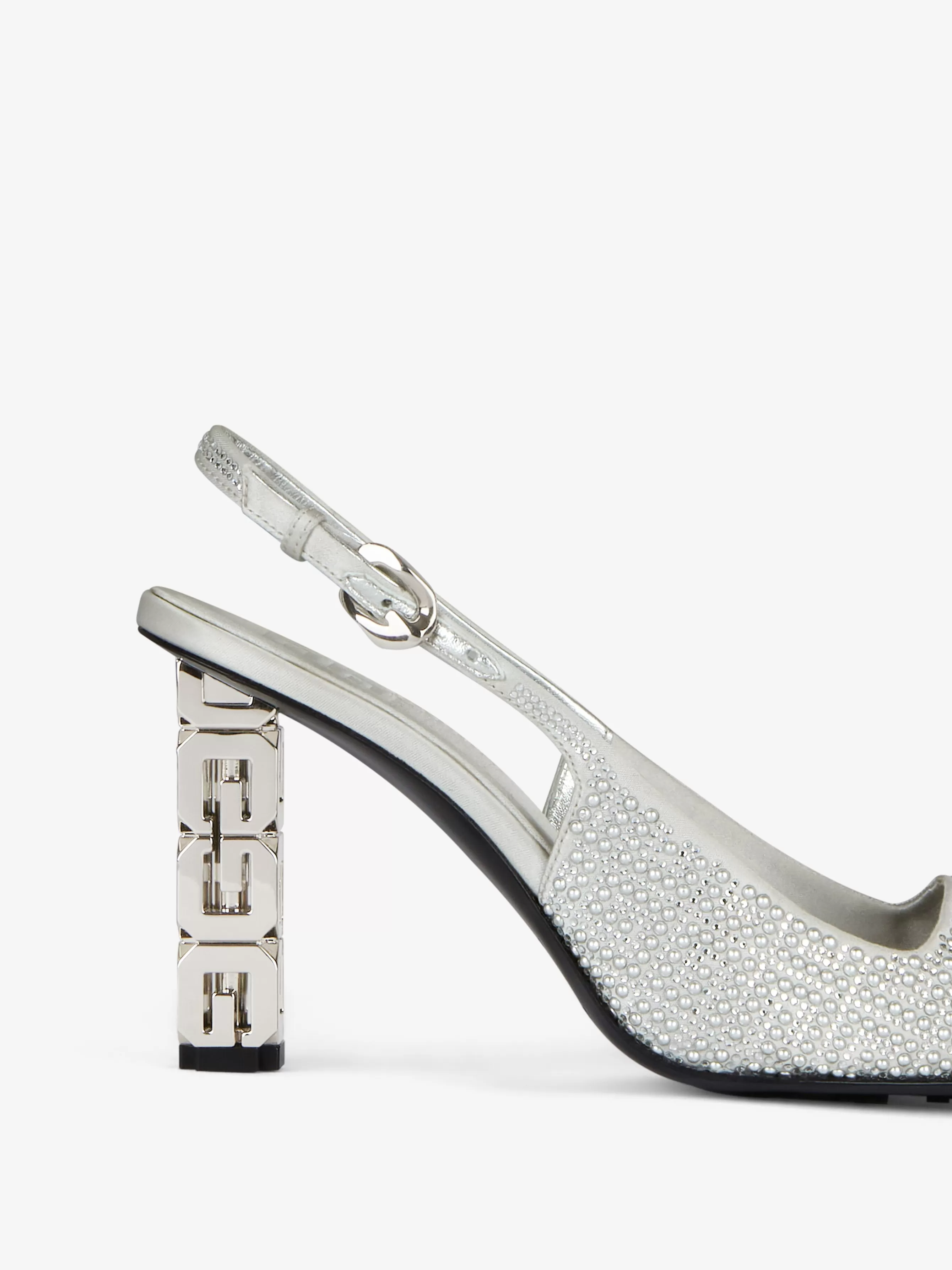 Sale GIVENCHY Shoes-G Cube slingbacks in satin with 4G studs and strass