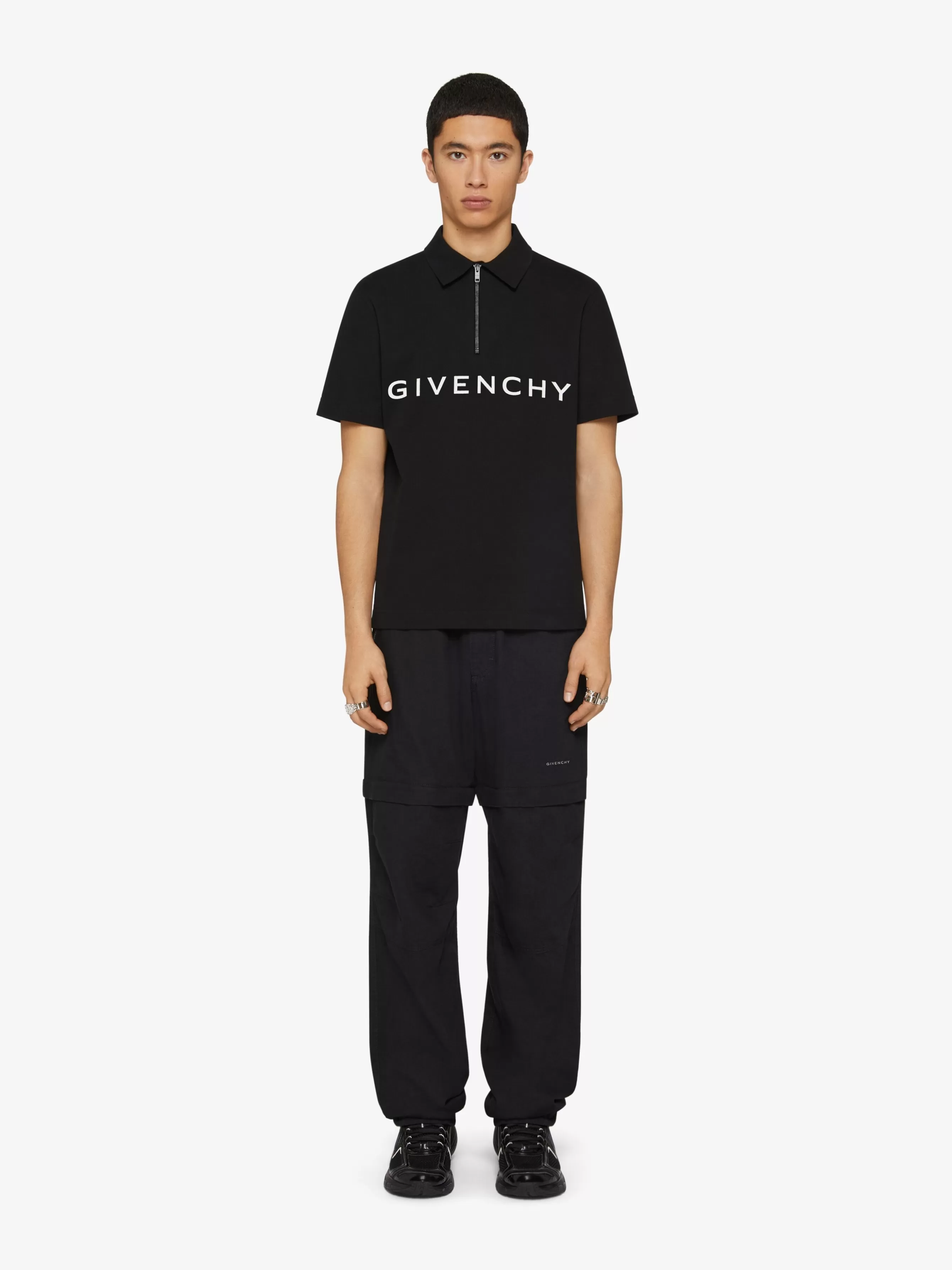 GIVENCHY T-Shirts- Archetype zipped polo shirt in cotton