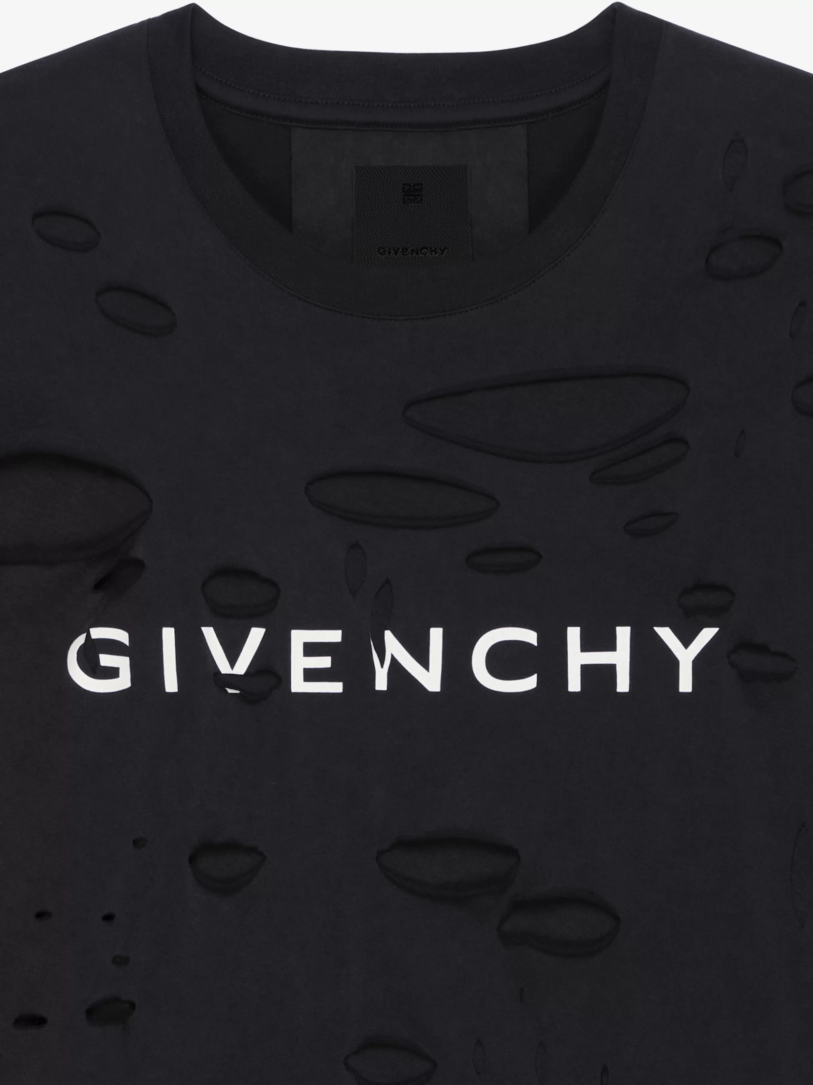 GIVENCHY T-Shirts- oversized t-shirt in cotton with destroyed effect