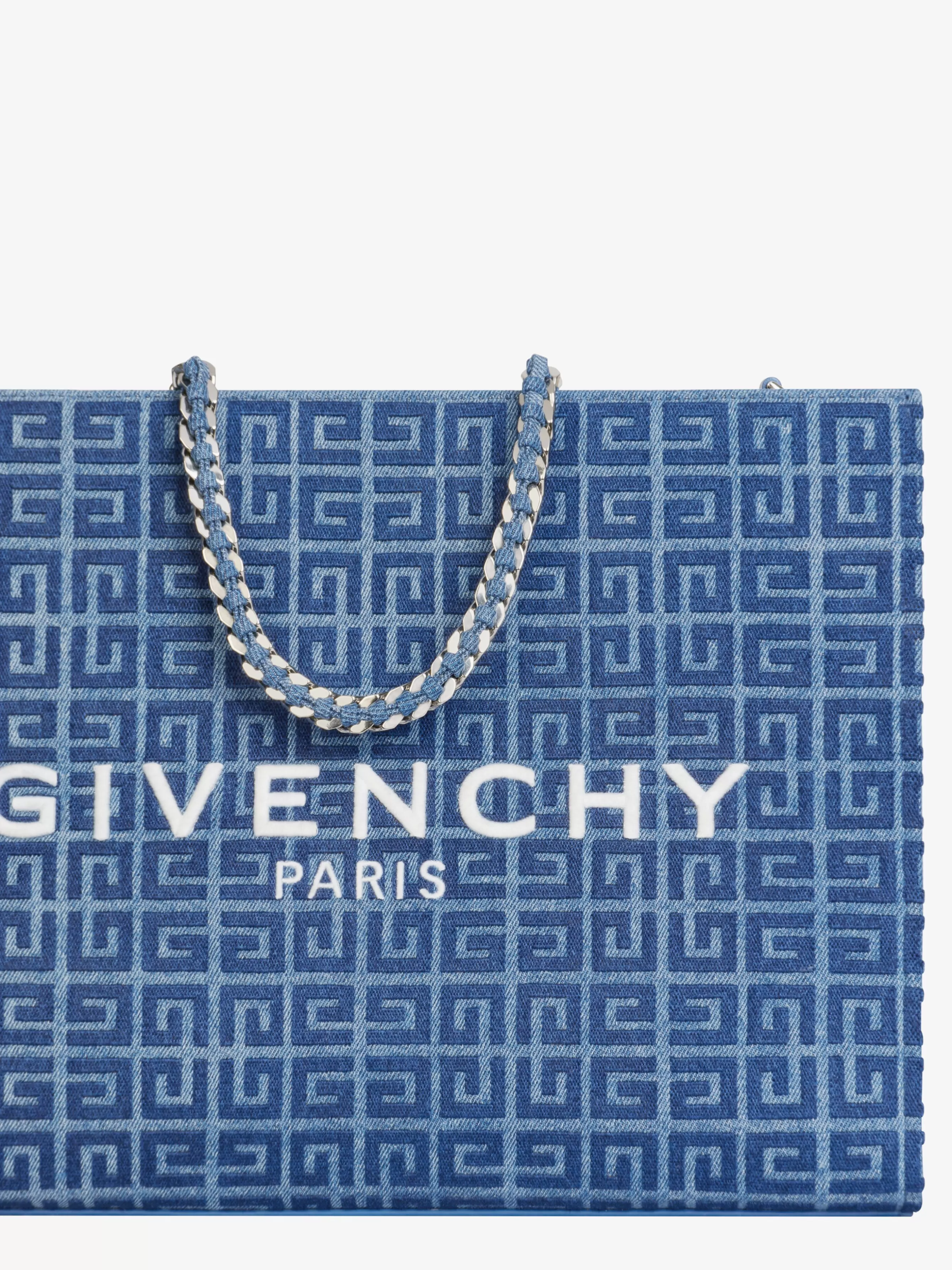 GIVENCHY G-Tote-Medium G-Tote shopping bag in 4G denim with chain