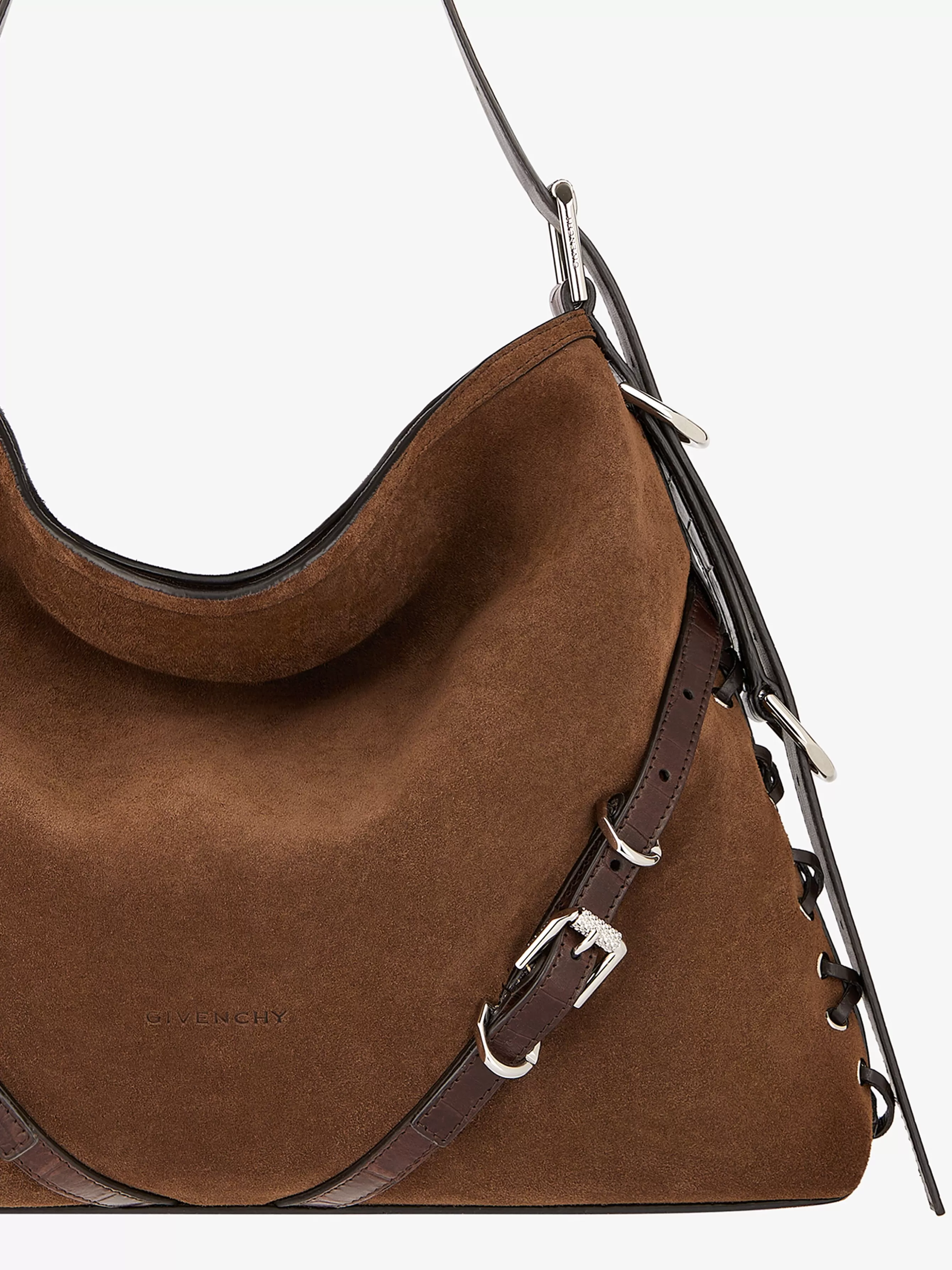 GIVENCHY Shoulder Bags-Medium Voyou Boyfriend bag in corset style suede