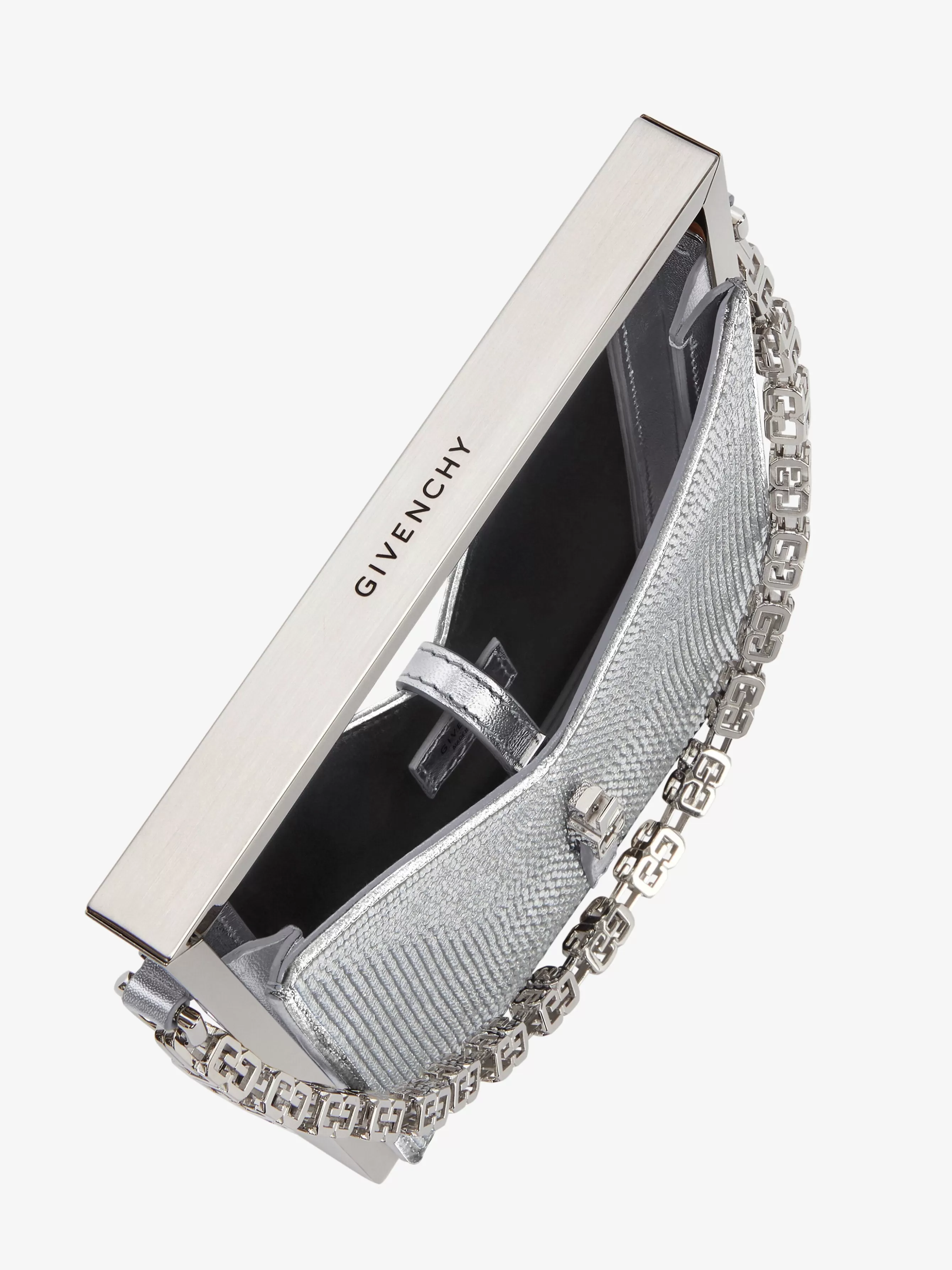 Men/Women GIVENCHY Slides & Sandals | Week-end Bags-Micro Cut Out bag in satin and strass with frame