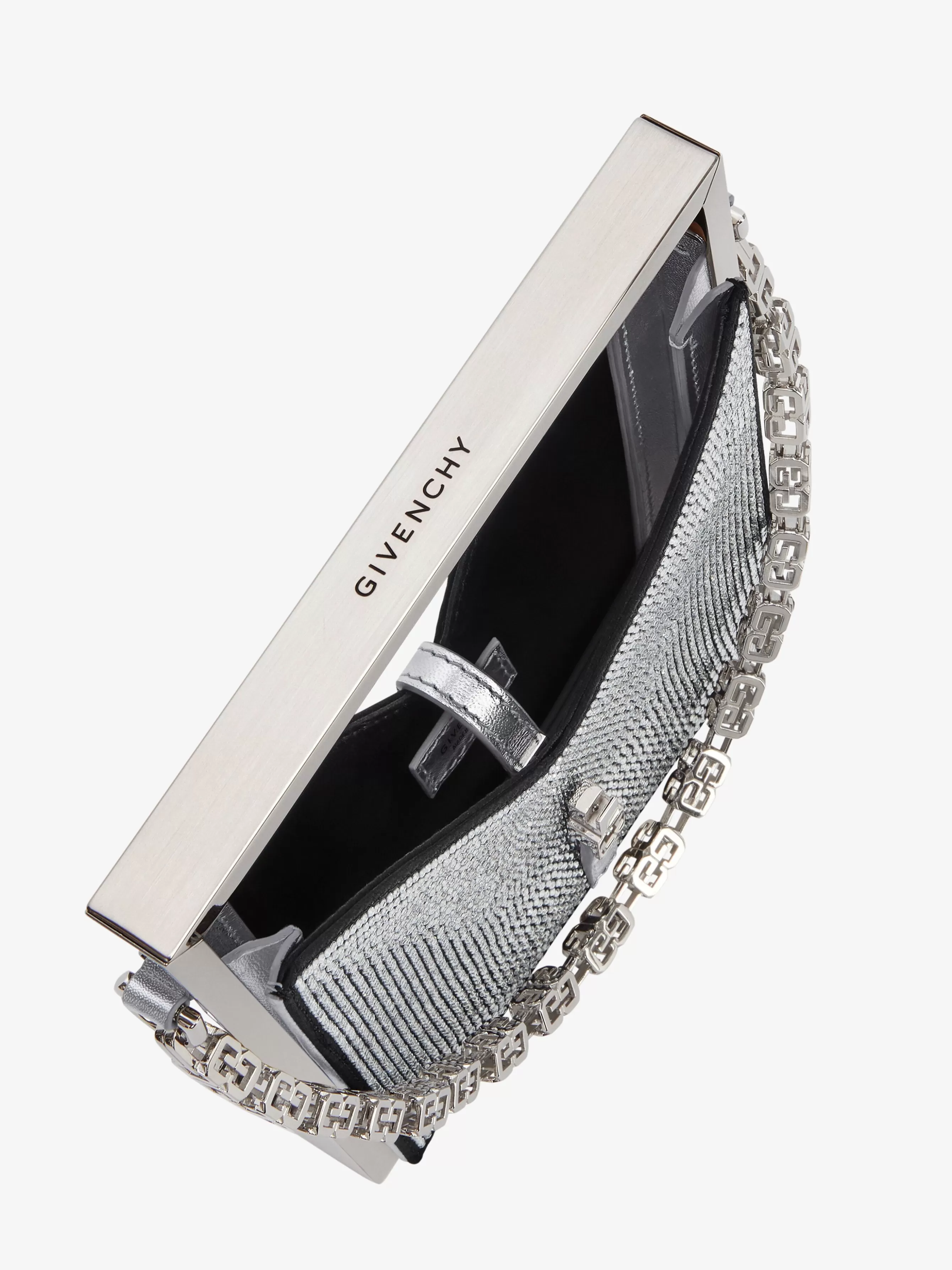 GIVENCHY Mini & Micro bags-Micro Cut Out bag in satin and strass with frame