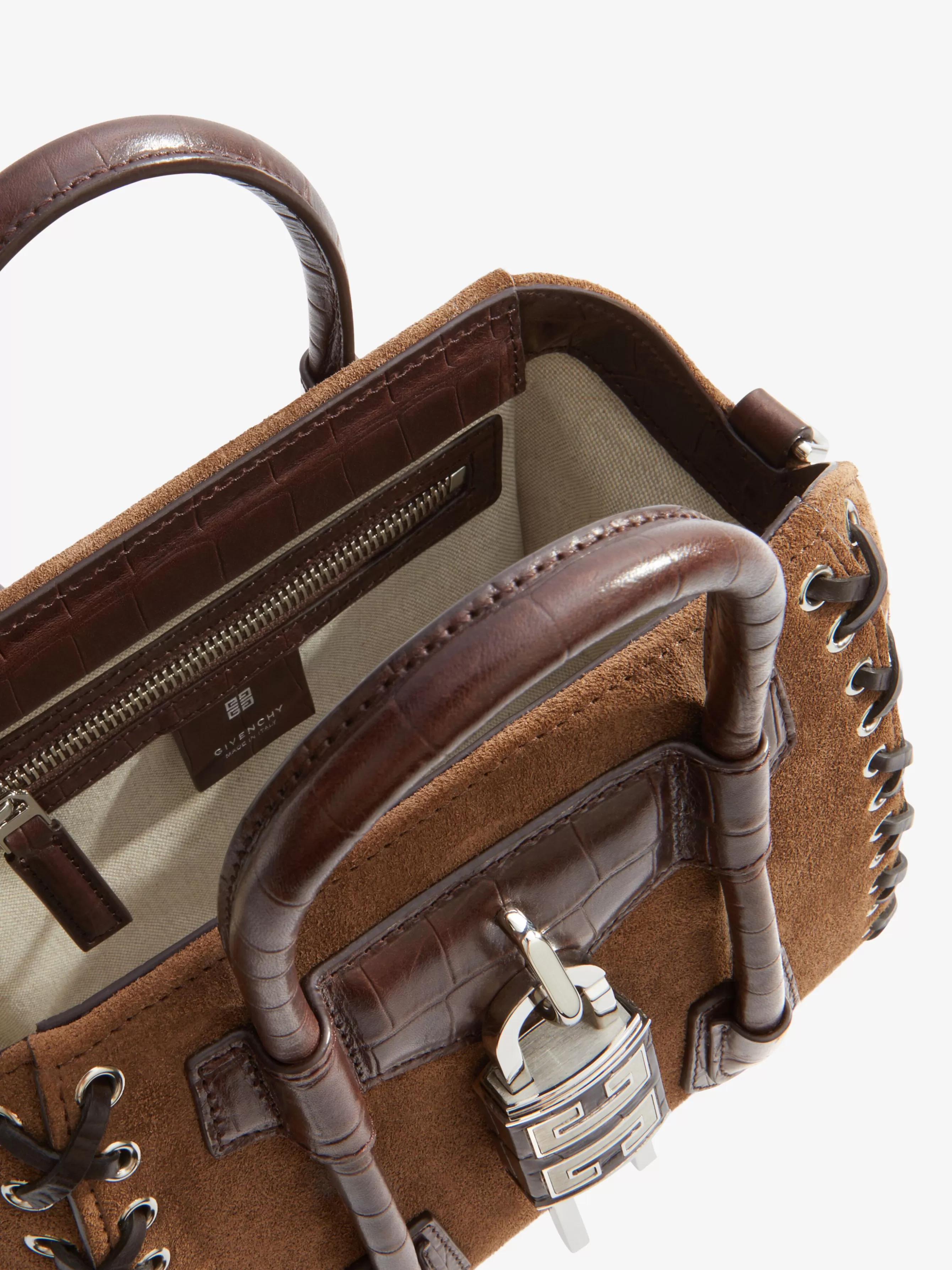 Men/Women GIVENCHY Antigona | Cross-body Bags-Mini Antigona Lock bag in corset style suede