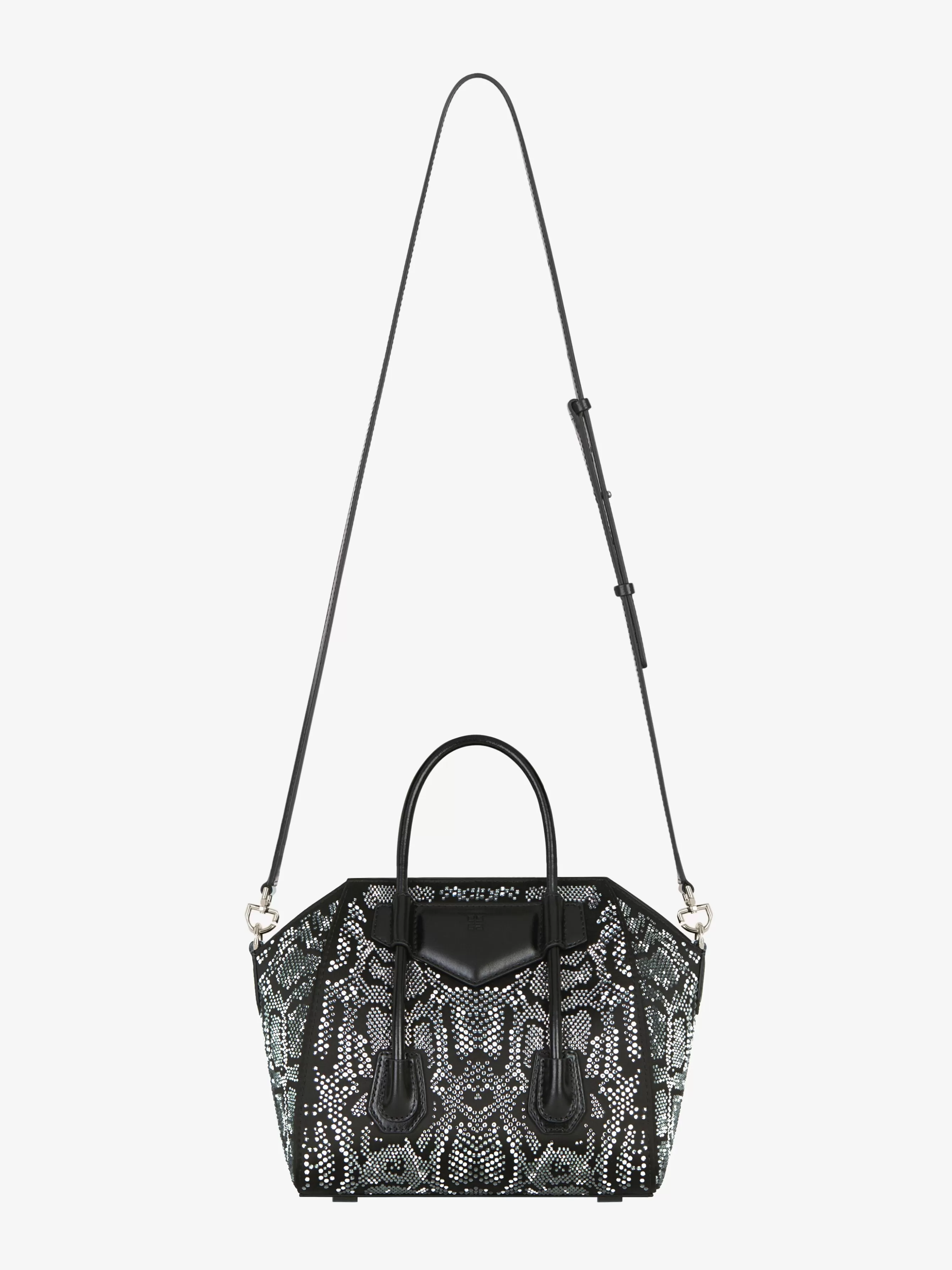 Women GIVENCHY Antigona | Mini & Micro bags-Mini Antigona Lock bag in satin with python effect strass
