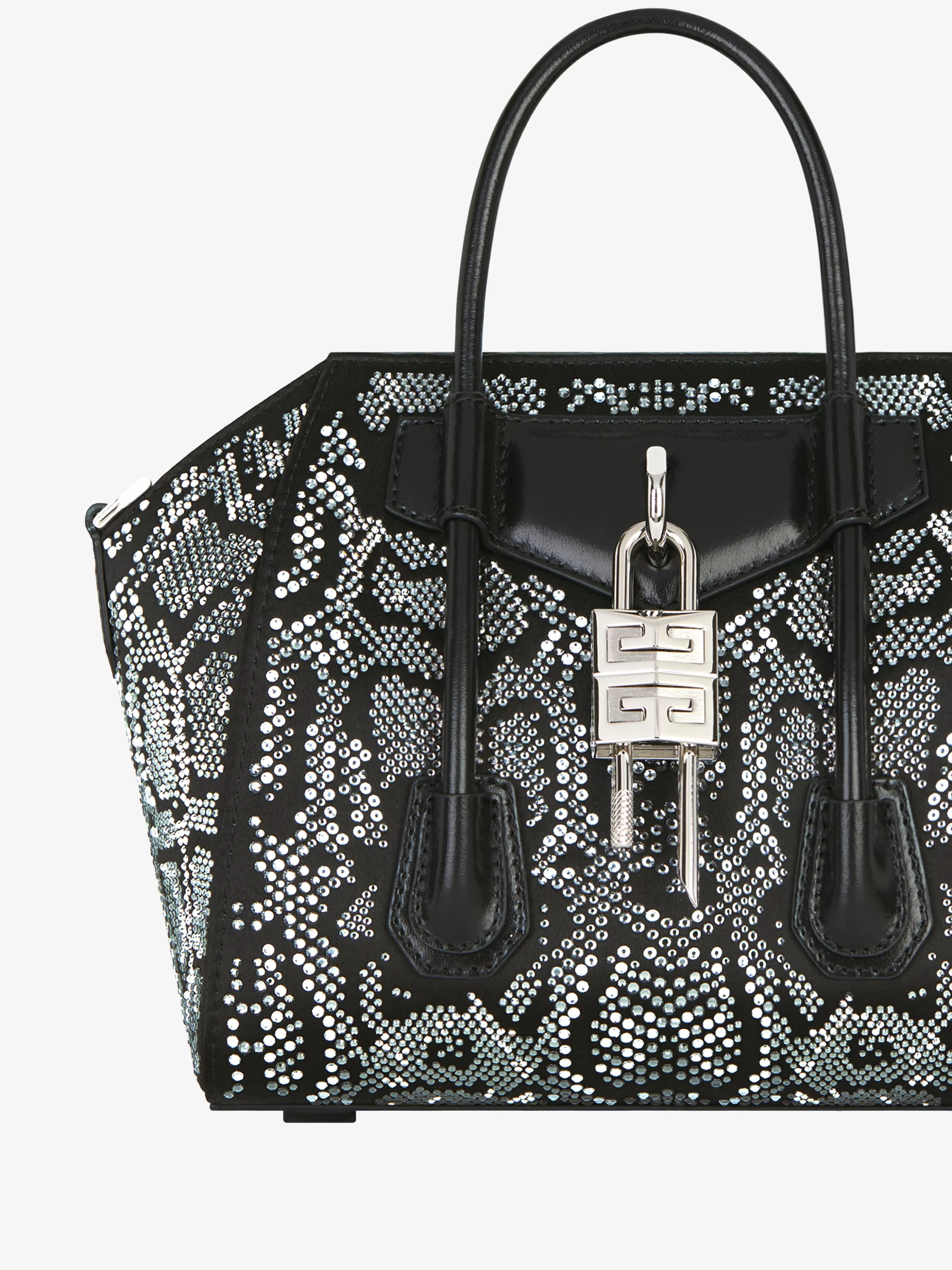 Women GIVENCHY Antigona | Mini & Micro bags-Mini Antigona Lock bag in satin with python effect strass
