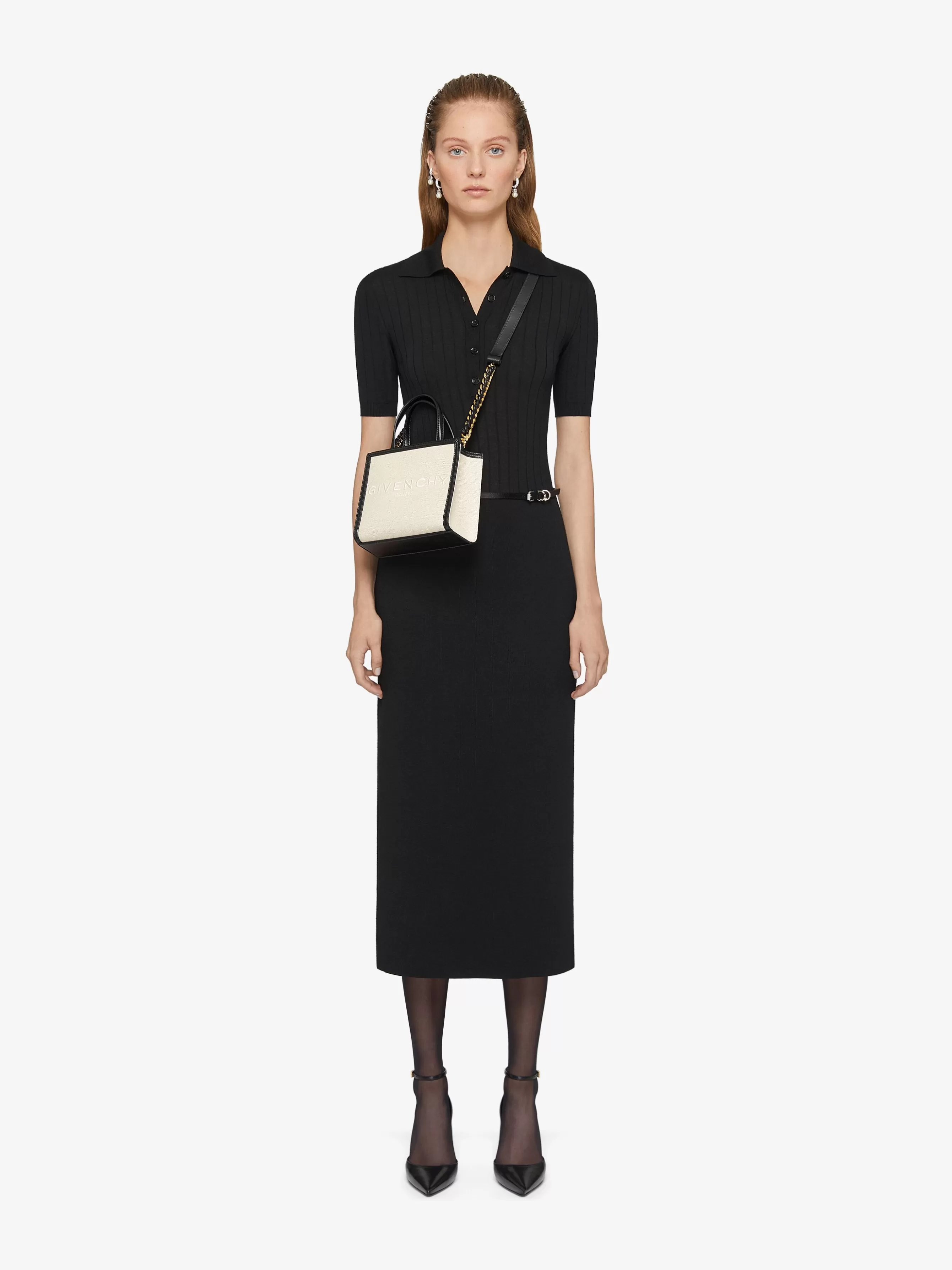 GIVENCHY Cross-body Bags-Mini G Tote shopping bag in canvas and leather