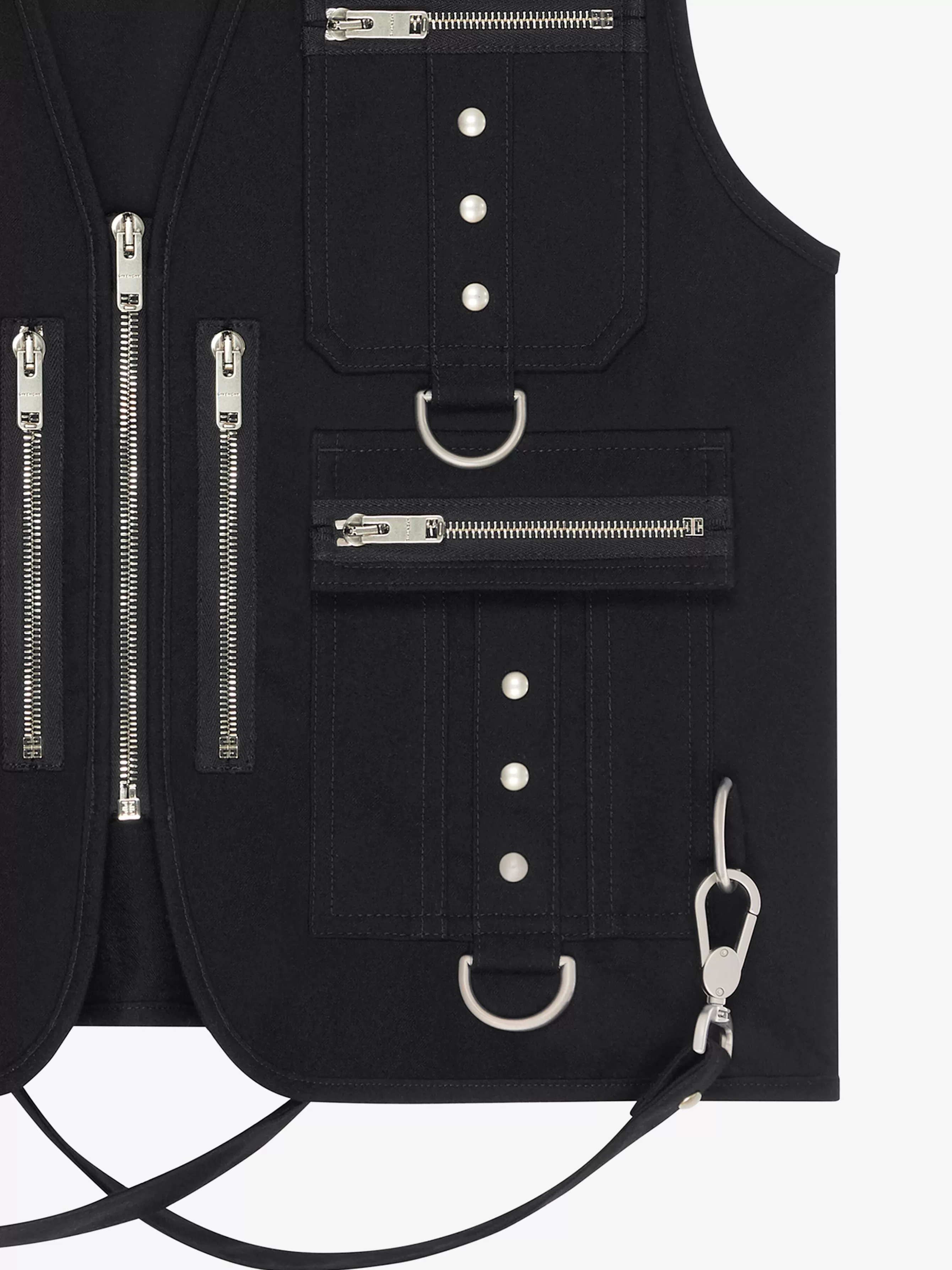 GIVENCHY Jackets & Coats-Multipocket waistcoat in wool with suspenders