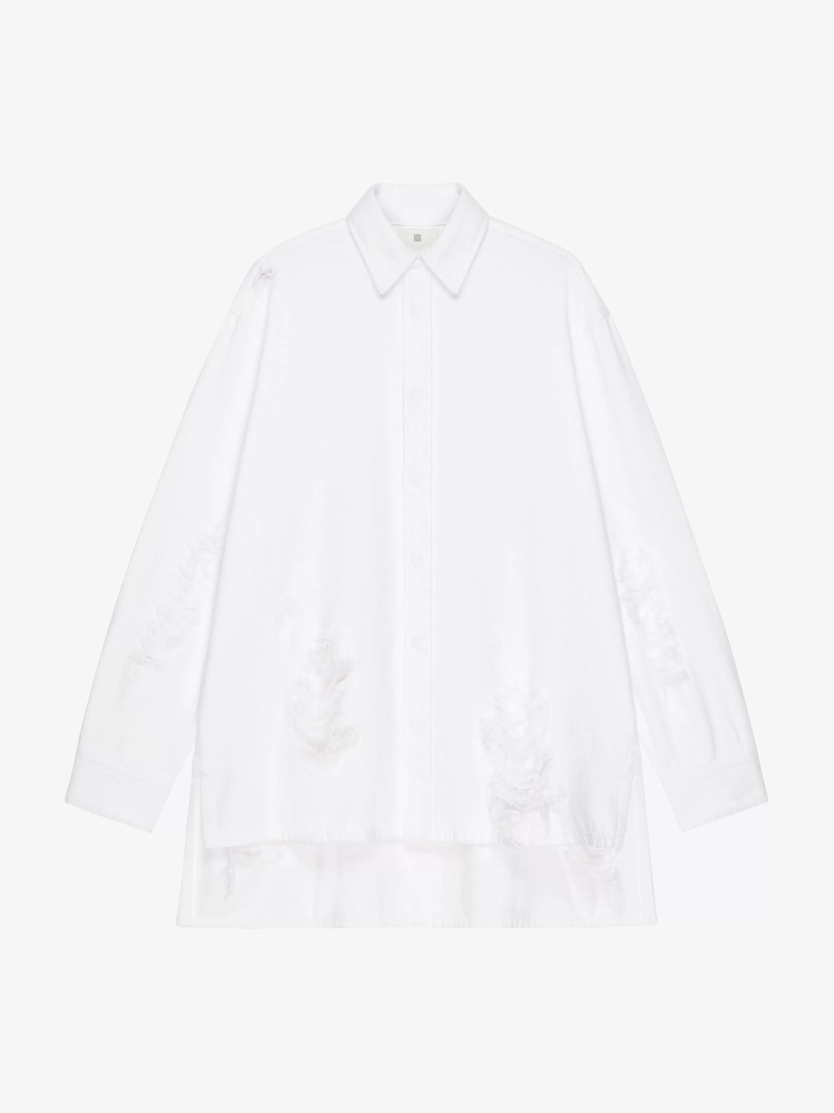 Sale GIVENCHY Tops & T-shirts-Oversized shirt with long back in destroyed denim