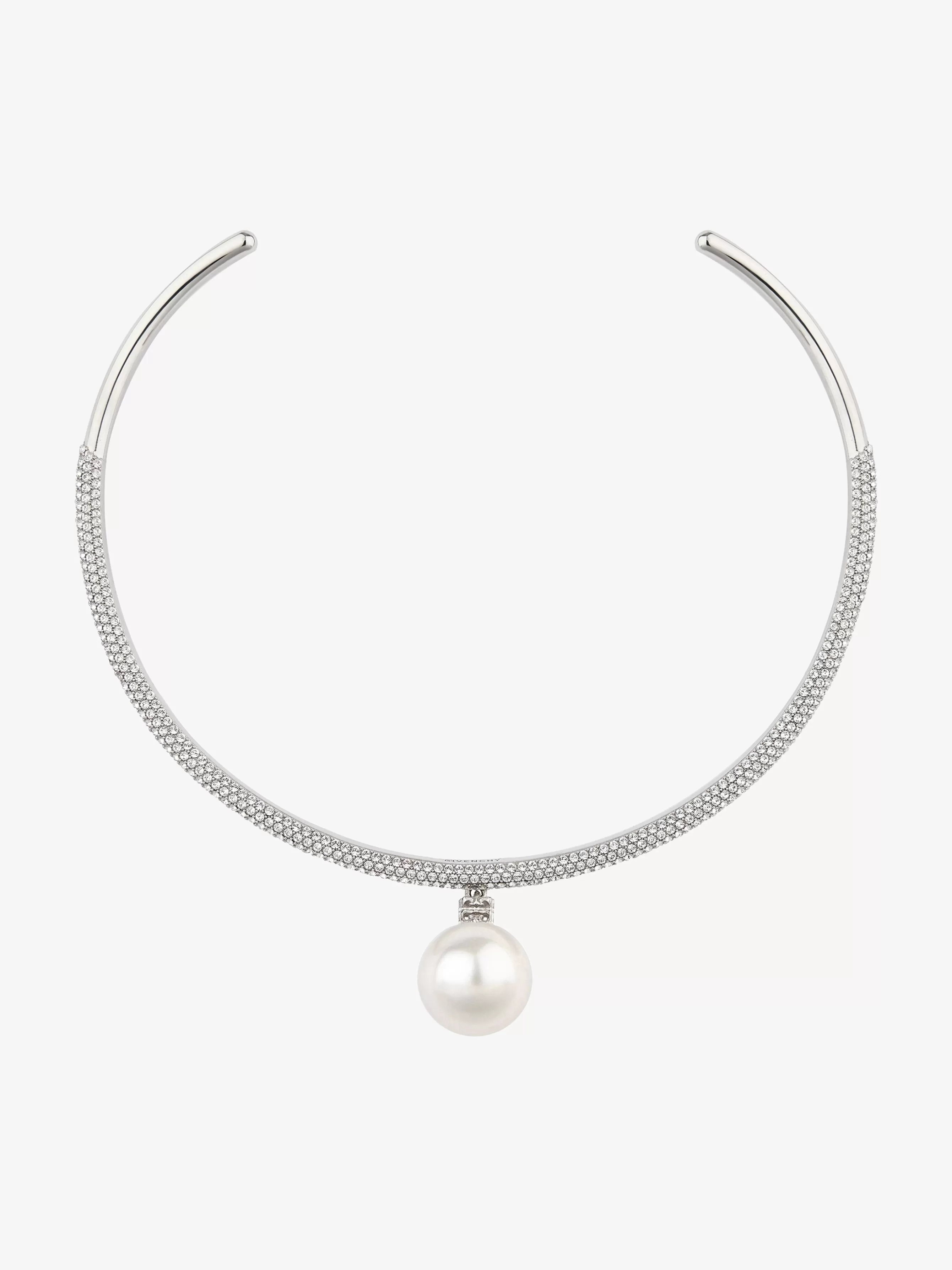 GIVENCHY Jewelry-Pearl torque necklace in metal with pearl and crystals