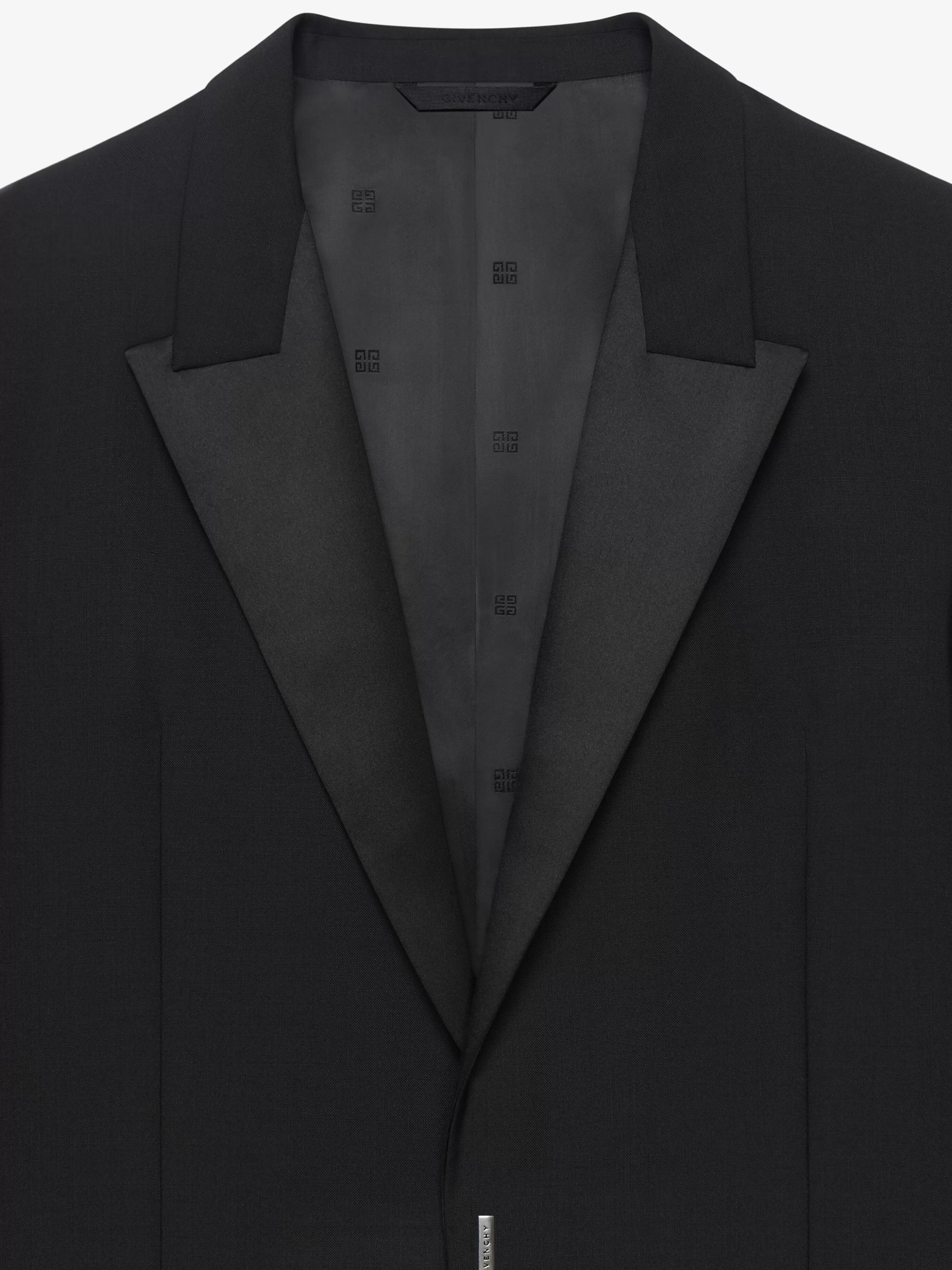 GIVENCHY Jackets & Coats-Slim fit jacket in wool and mohair with satin collar
