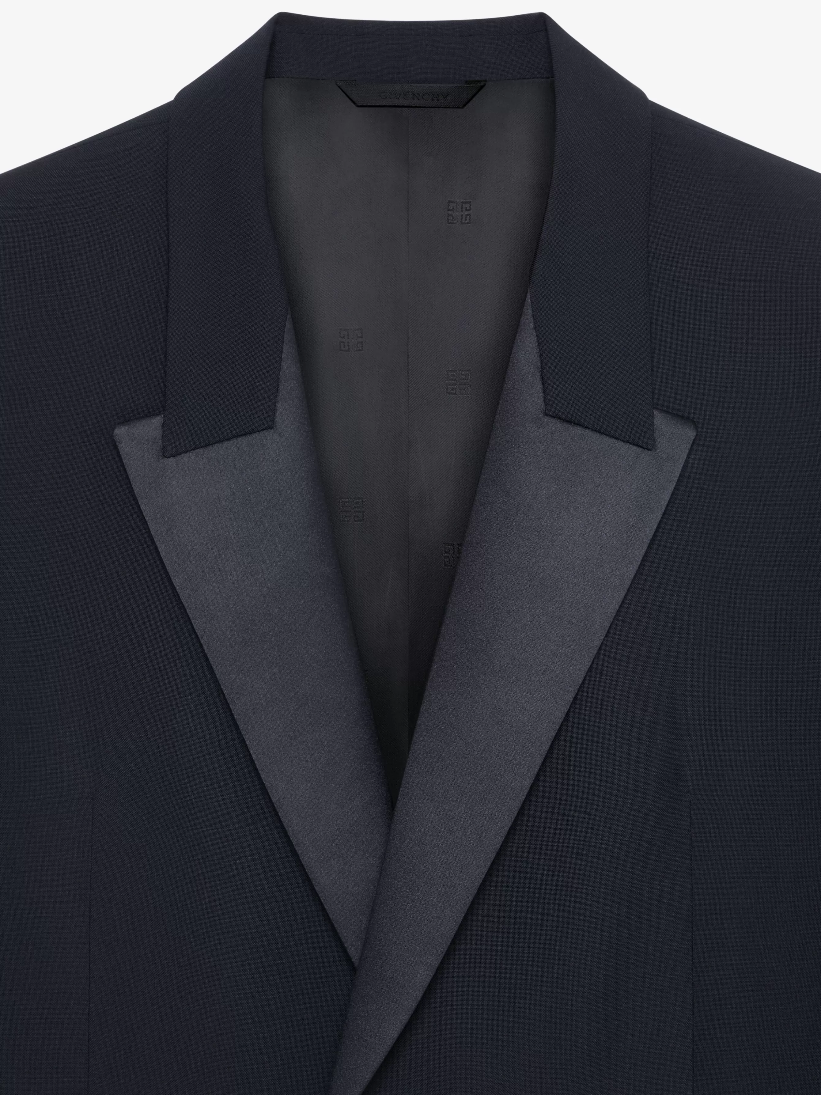 GIVENCHY Jackets & Coats-Slim fit jacket in wool and mohair with satin collar