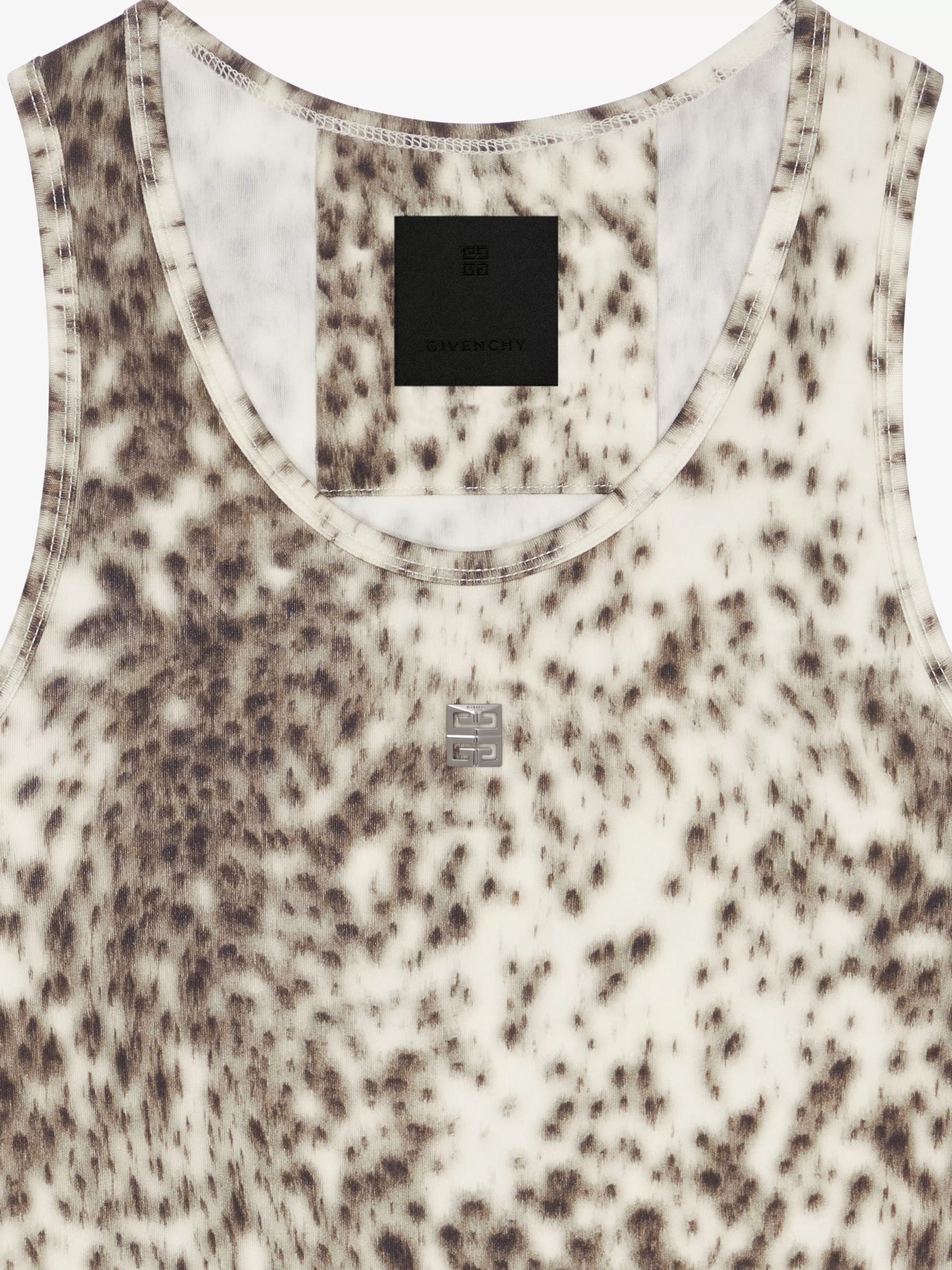 GIVENCHY T-Shirts-Slim fit tank top in jersey with snow leopard print