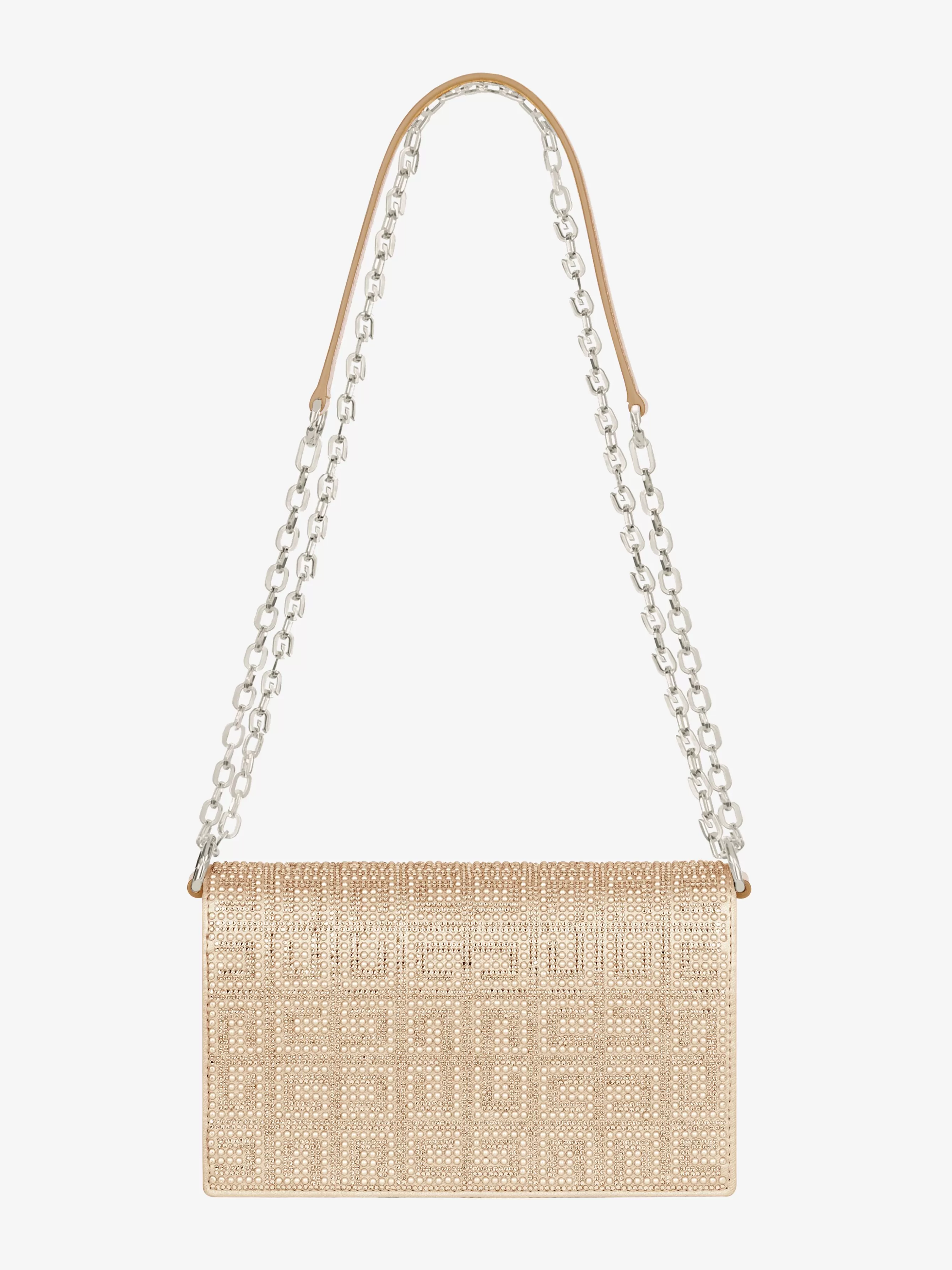 GIVENCHY Cross-body Bags-Small 4G bag in satin with 4G studs, strass and chain