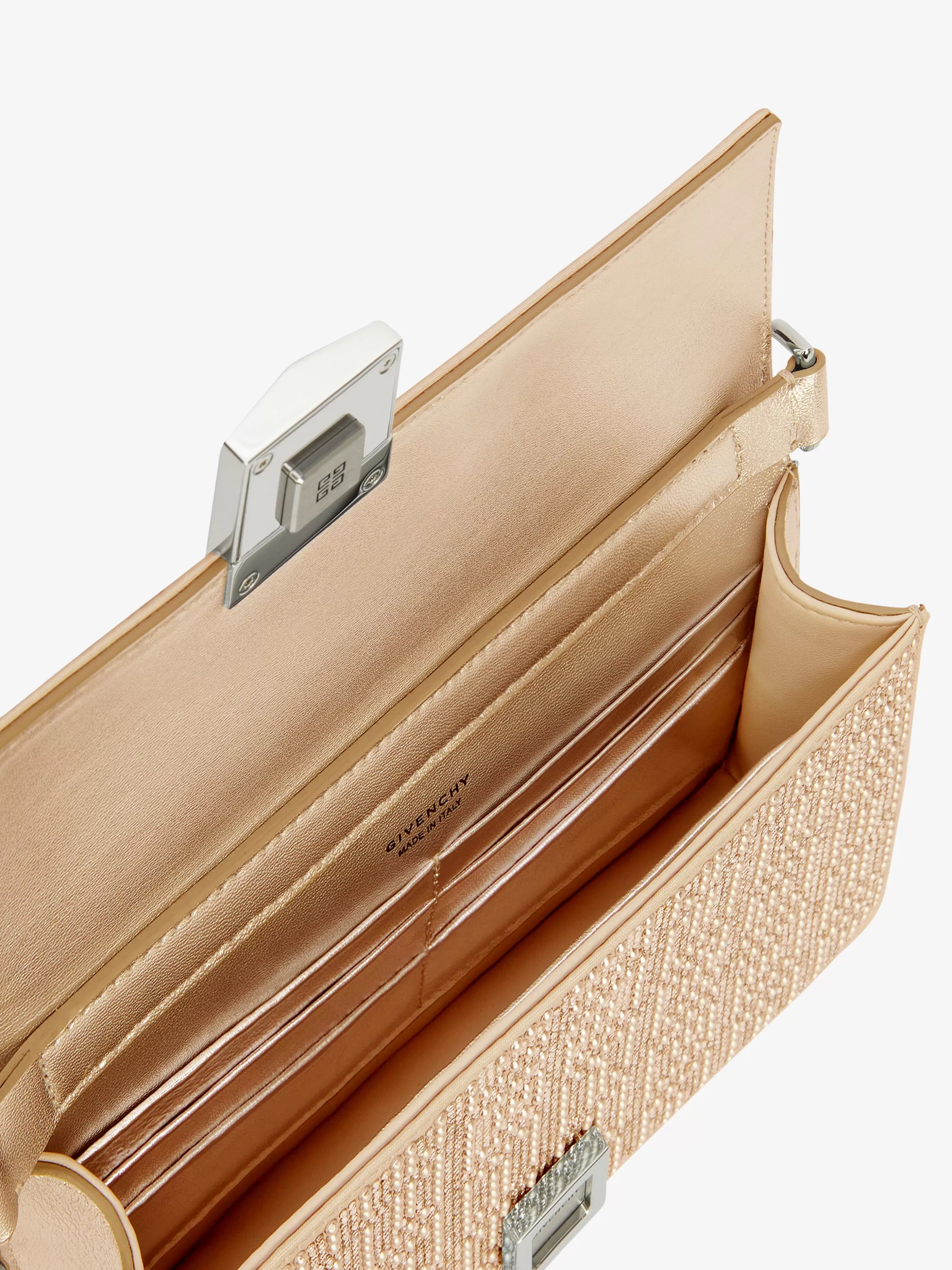 GIVENCHY Cross-body Bags-Small 4G bag in satin with 4G studs, strass and chain