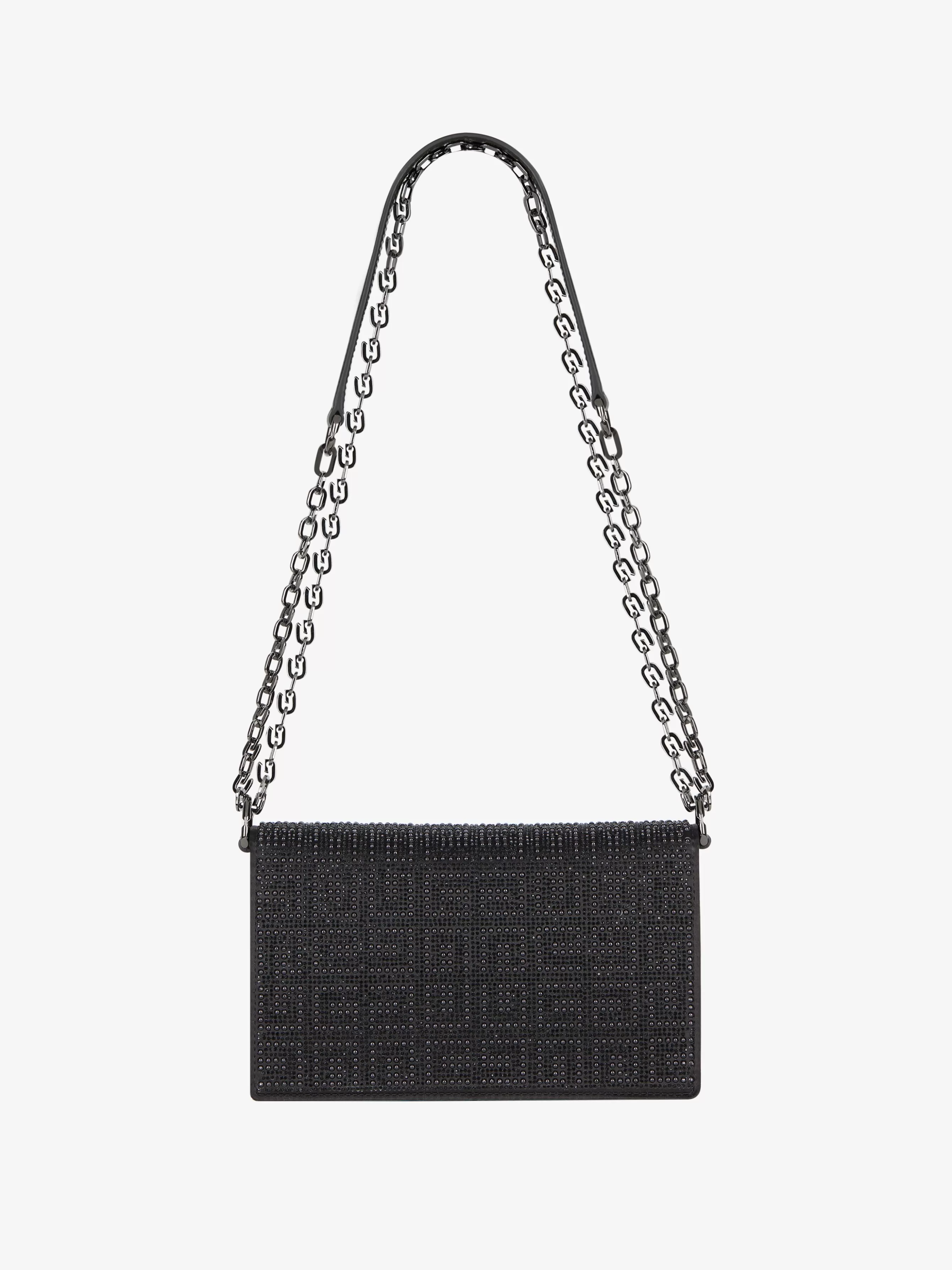GIVENCHY Cross-body Bags-Small 4G bag in satin with 4G studs, strass and chain