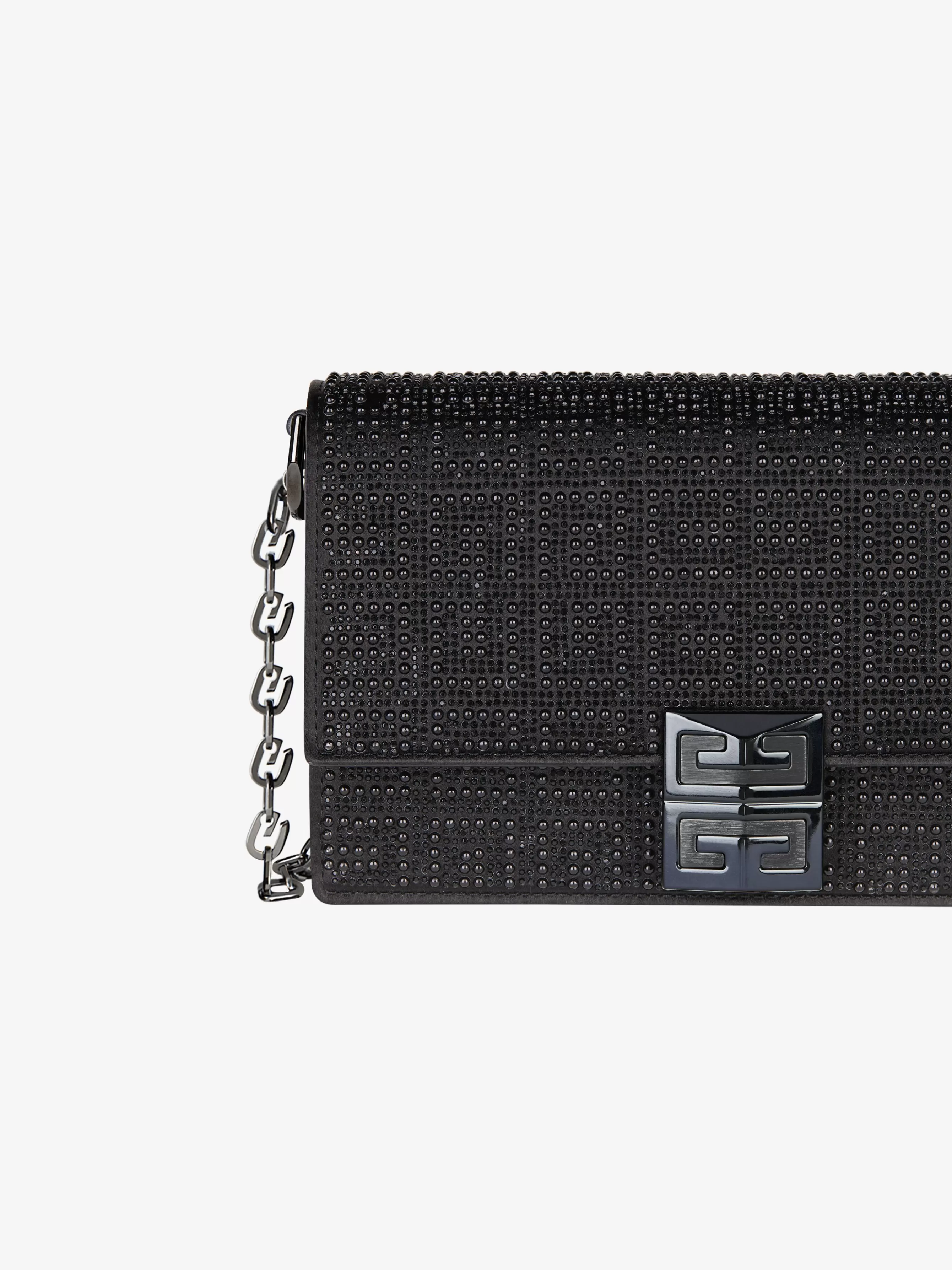 GIVENCHY Cross-body Bags-Small 4G bag in satin with 4G studs, strass and chain
