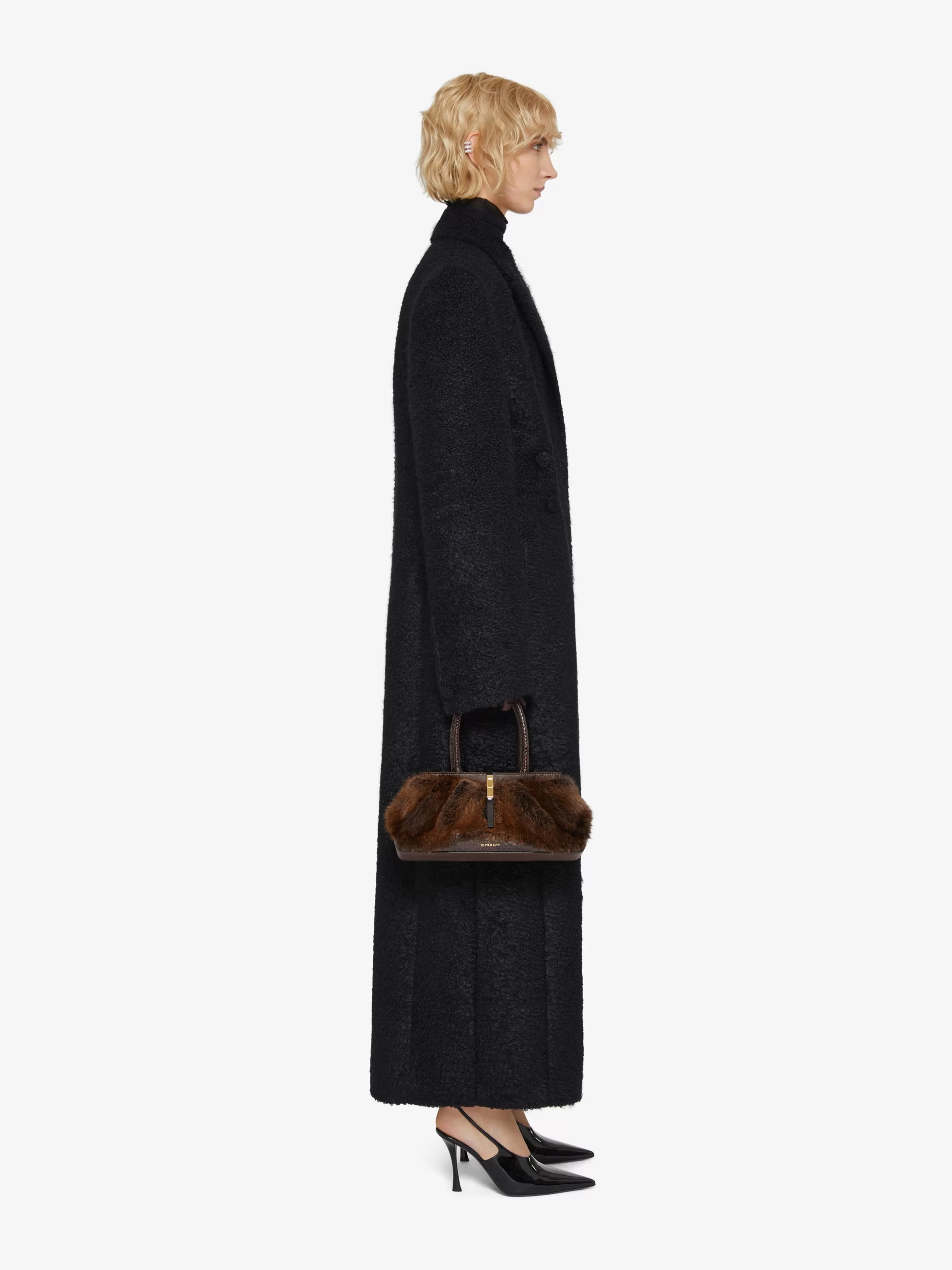 GIVENCHY Shoulder Bags-Small Hand Bag in python with fur