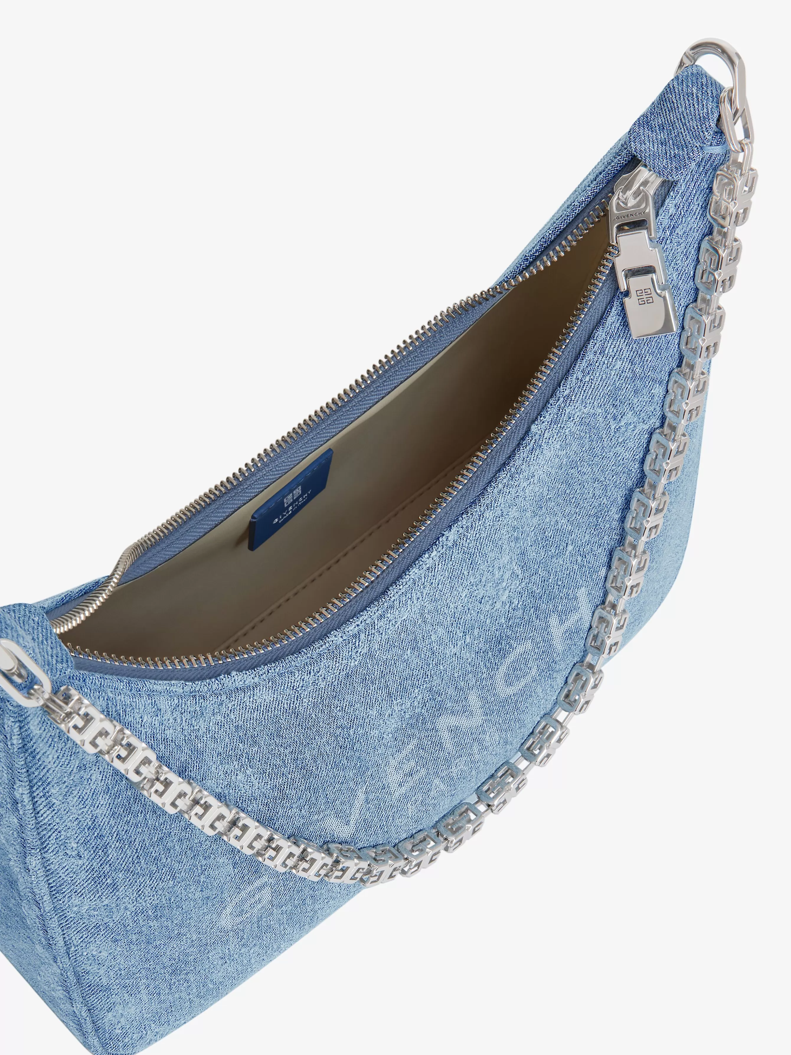 GIVENCHY Shoulder Bags-Small Moon Cut Out bag in washed denim with chain