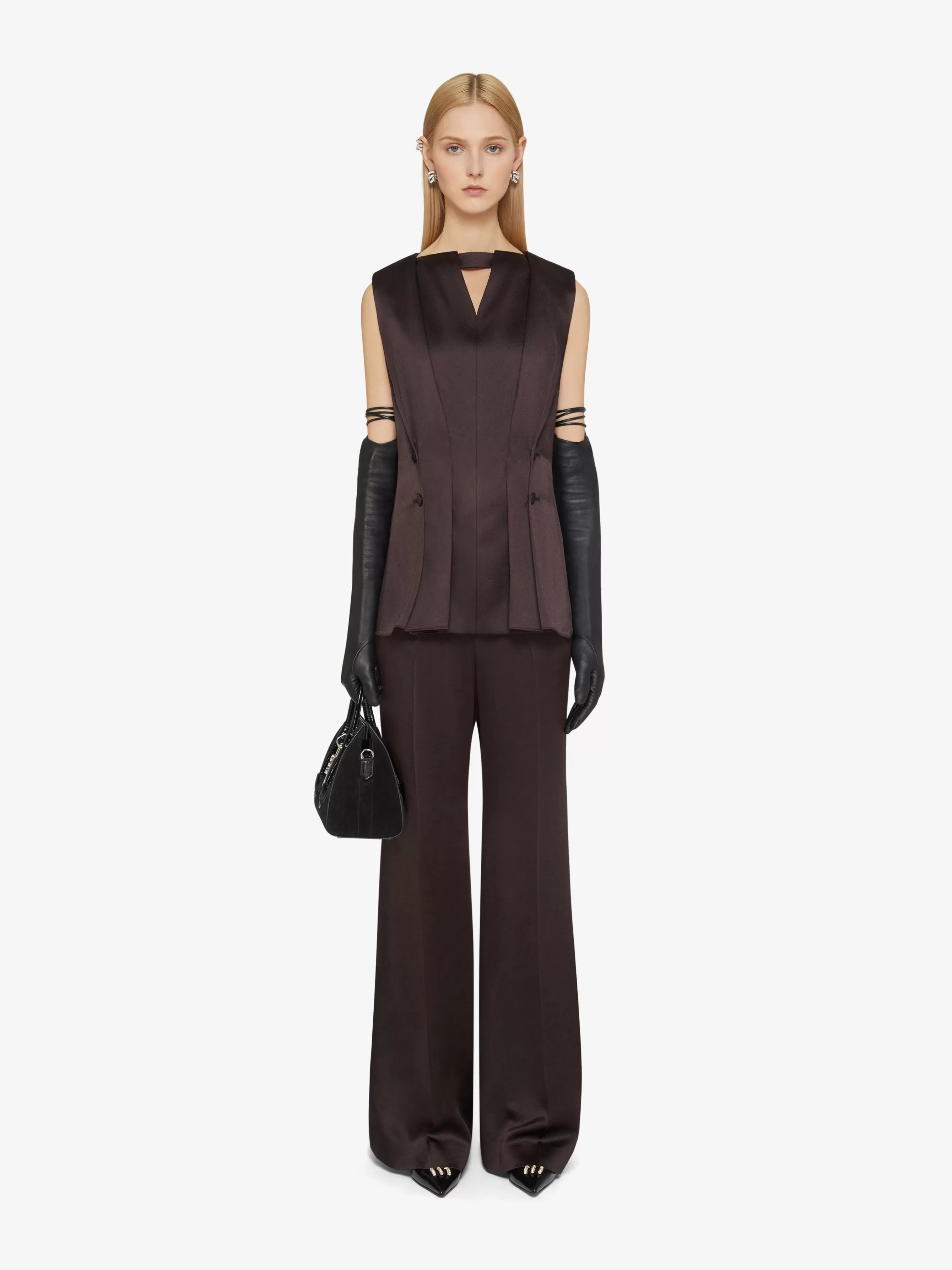 Sale GIVENCHY Tops & T-shirts-Top in crepe with satin back with buttons and pleated effect