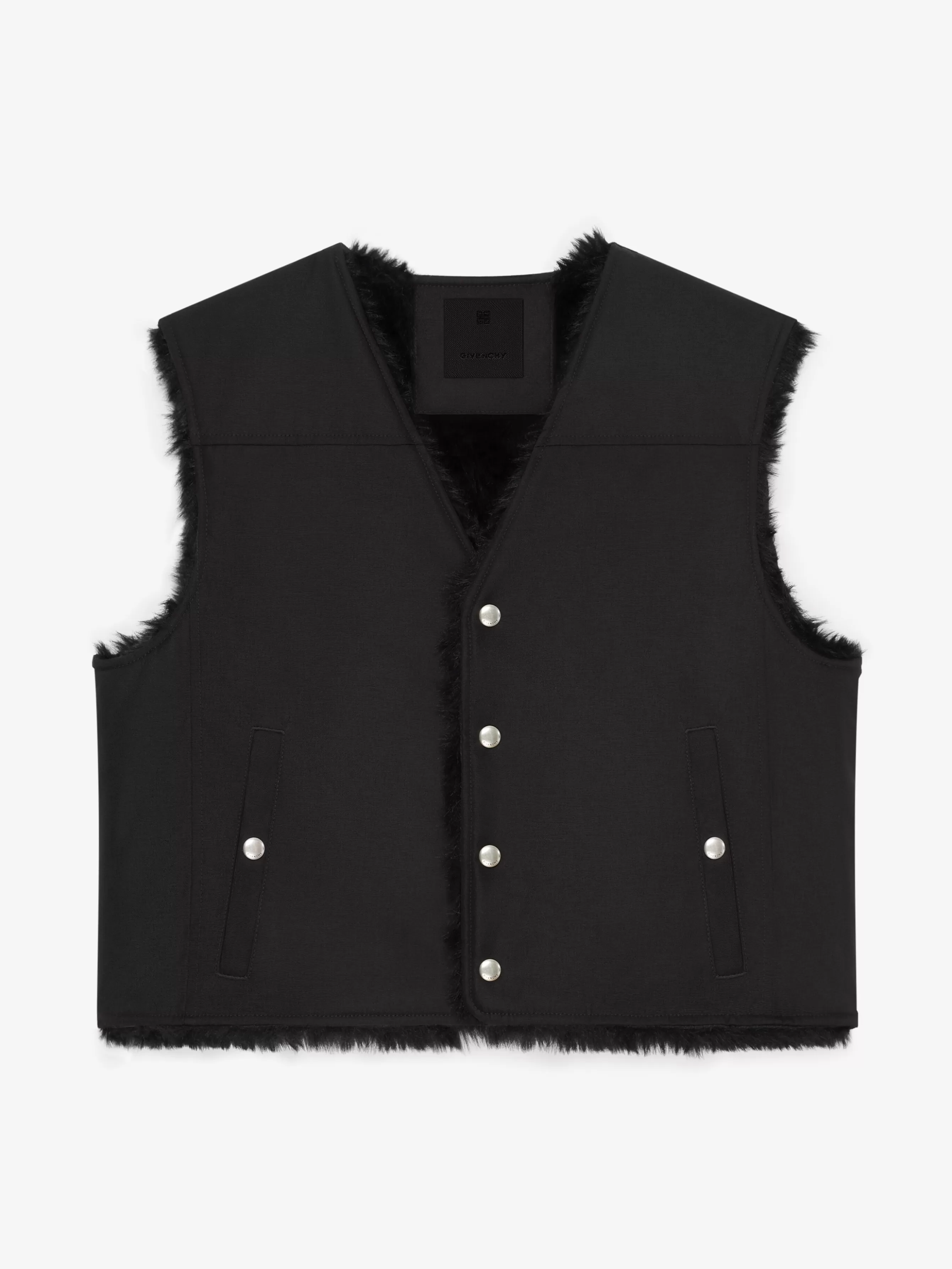 Sale GIVENCHY Outerwear-Waistcoat in cordura with faux fur lining