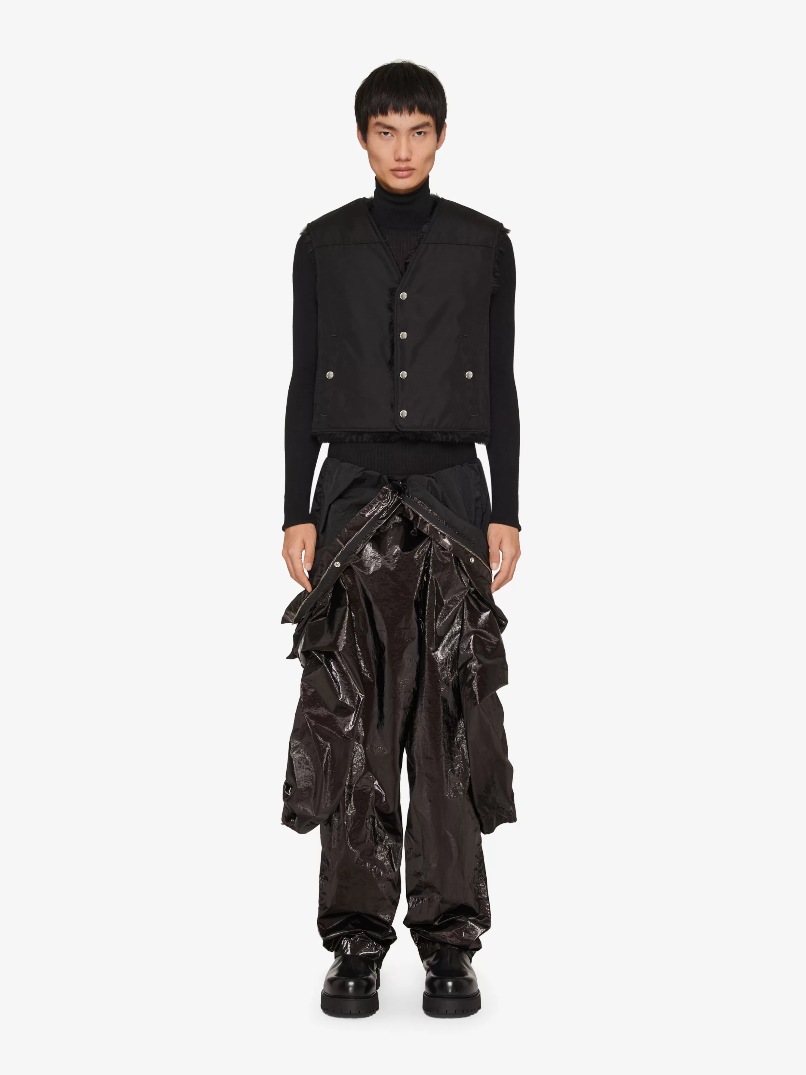 Sale GIVENCHY Outerwear-Waistcoat in cordura with faux fur lining